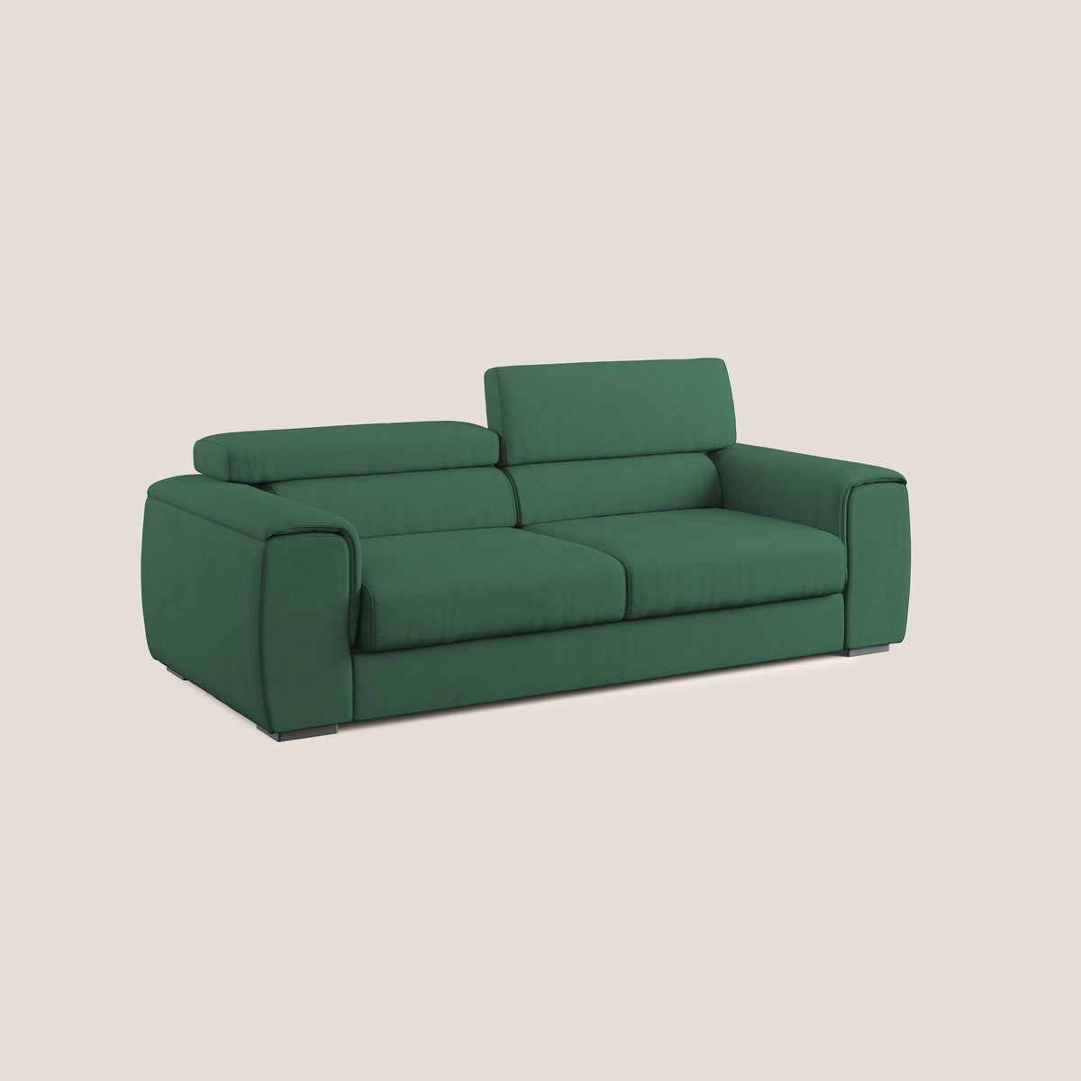 Zeno Divano con pouf estraibile poggiapiedi in tessuto morbido impermeabile T02 verde - divitt.sbs