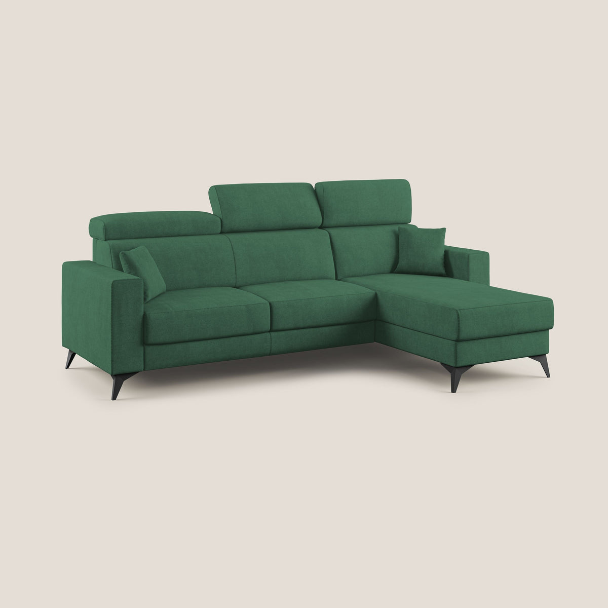 Pegaso divano letto angolare con poggiatesta reclinabili e rivestimento impermeabile T02 verde - divitt.sbs