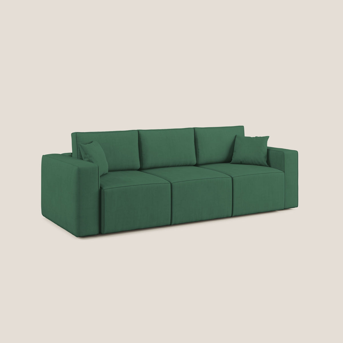 Morfeo divano con 3 sedute estraibili in morbido tessuto impermeabile T02 verde - divitt.sbs
