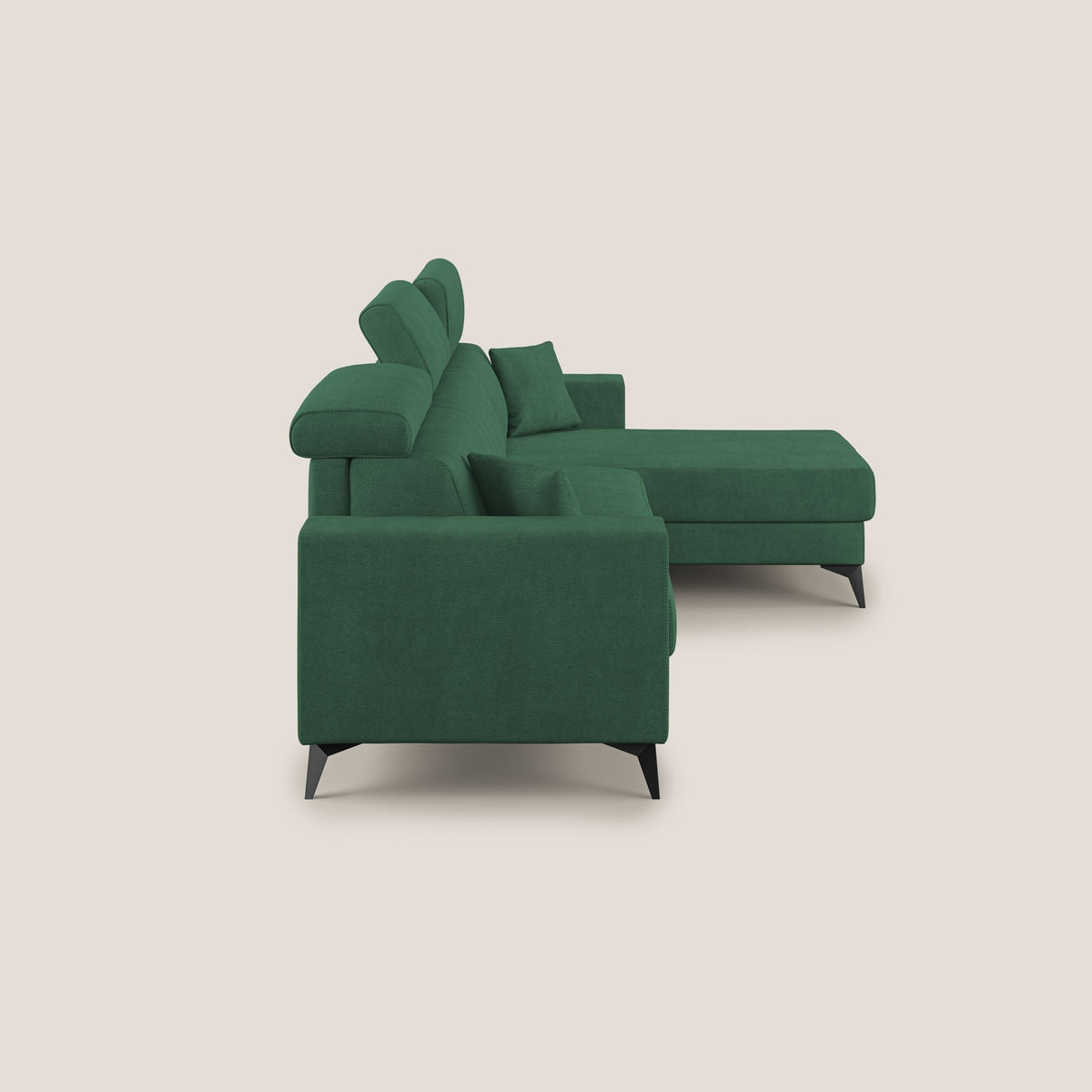 Pegaso divano letto angolare con poggiatesta reclinabili e rivestimento impermeabile T02 verde - divitt.sbs