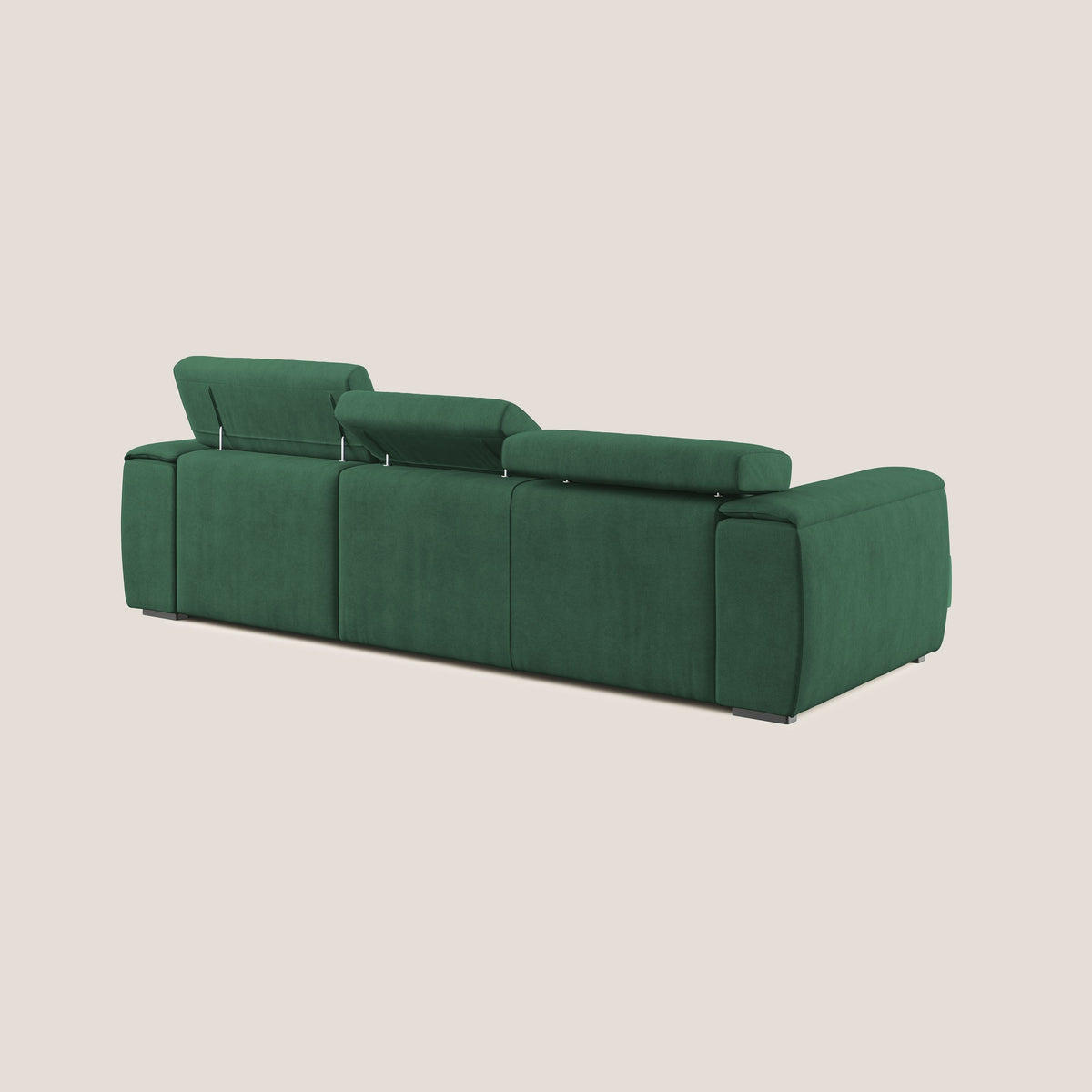 Zeno Divano angolare con pouf estraibile poggiapiedi in tessuto morbido impermeabile T02 verde - divitt.sbs