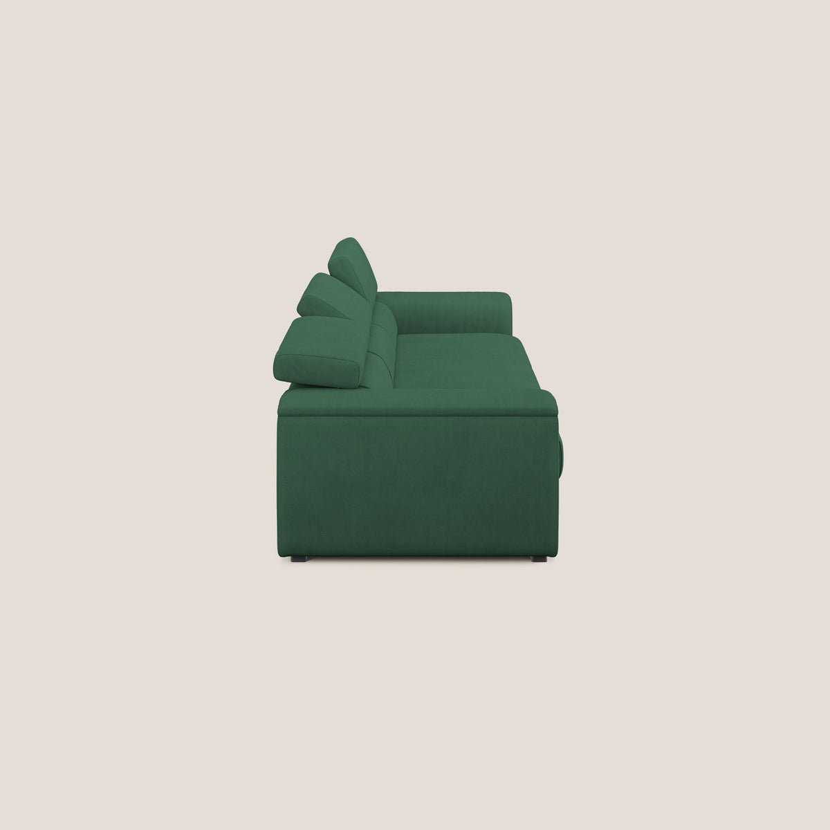 Zeno Divano con pouf estraibile poggiapiedi a 3 sedute in tessuto morbido impermeabile T02 verde - divitt.sbs