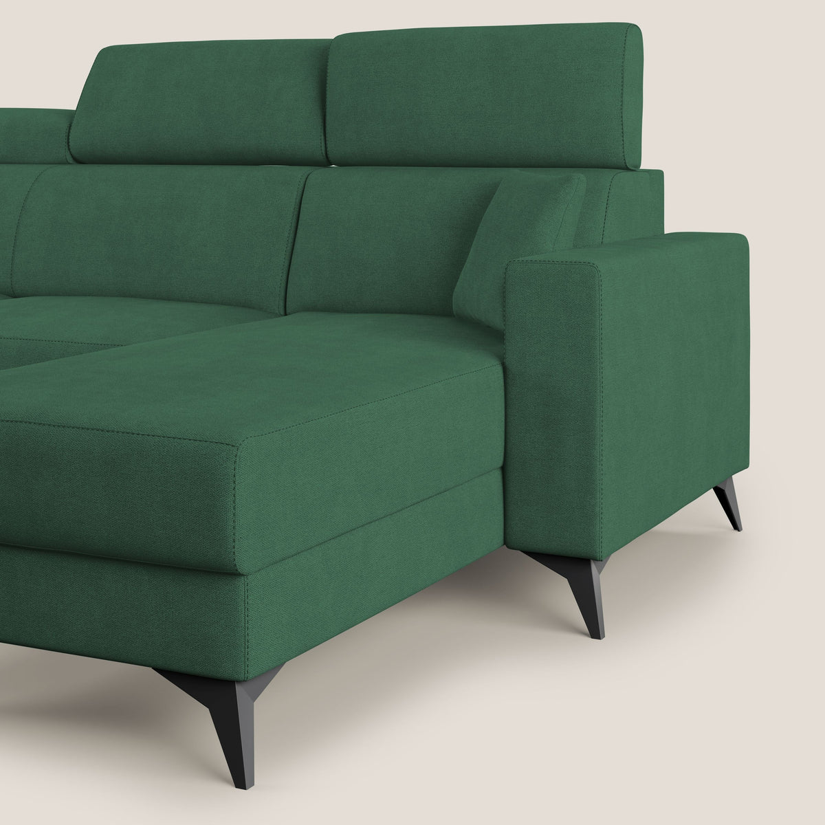 Pegaso divano letto angolare con poggiatesta reclinabili e rivestimento impermeabile T02 verde - divitt.sbs