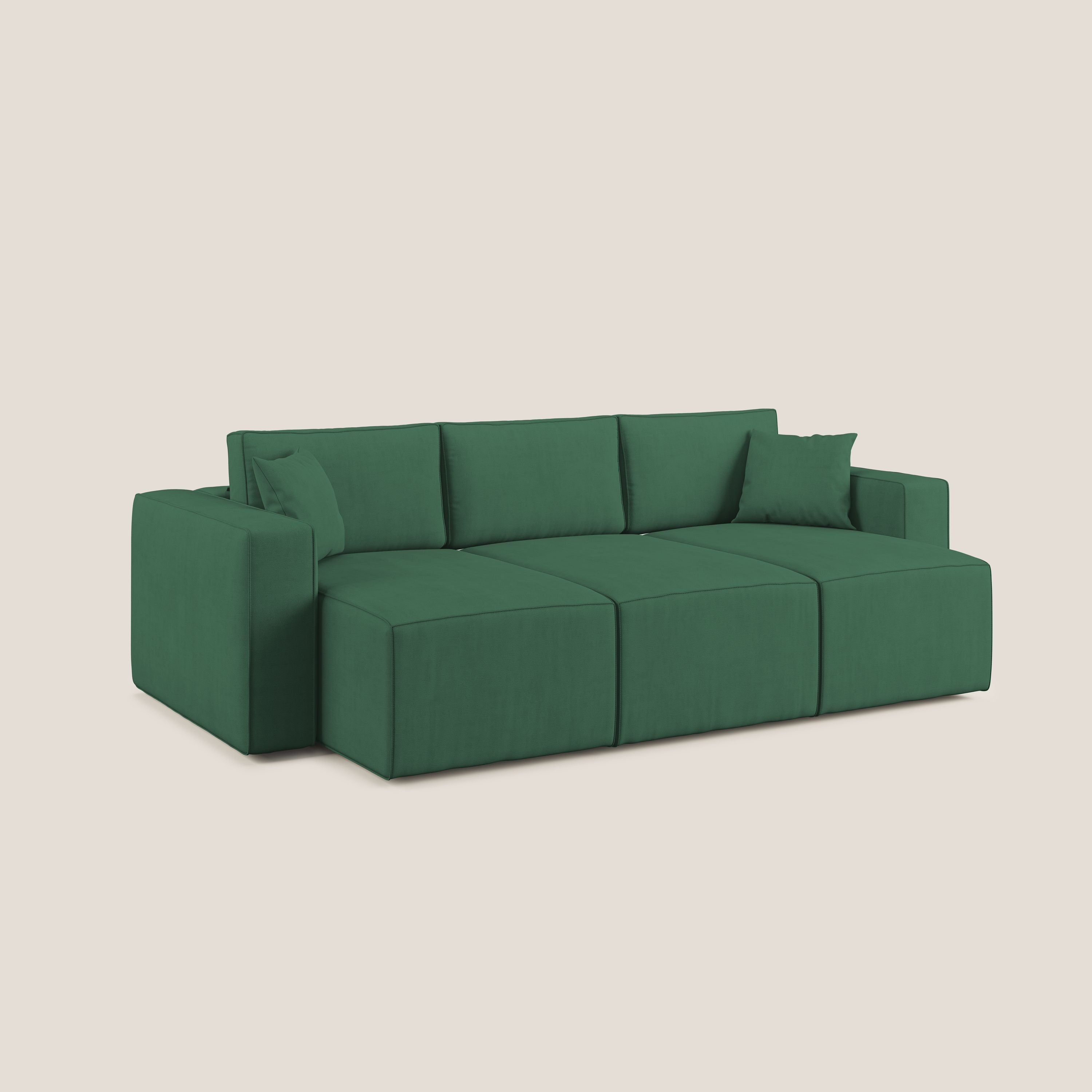 Morfeo divano con 3 sedute estraibili in morbido tessuto impermeabile T02 verde - divitt.sbs
