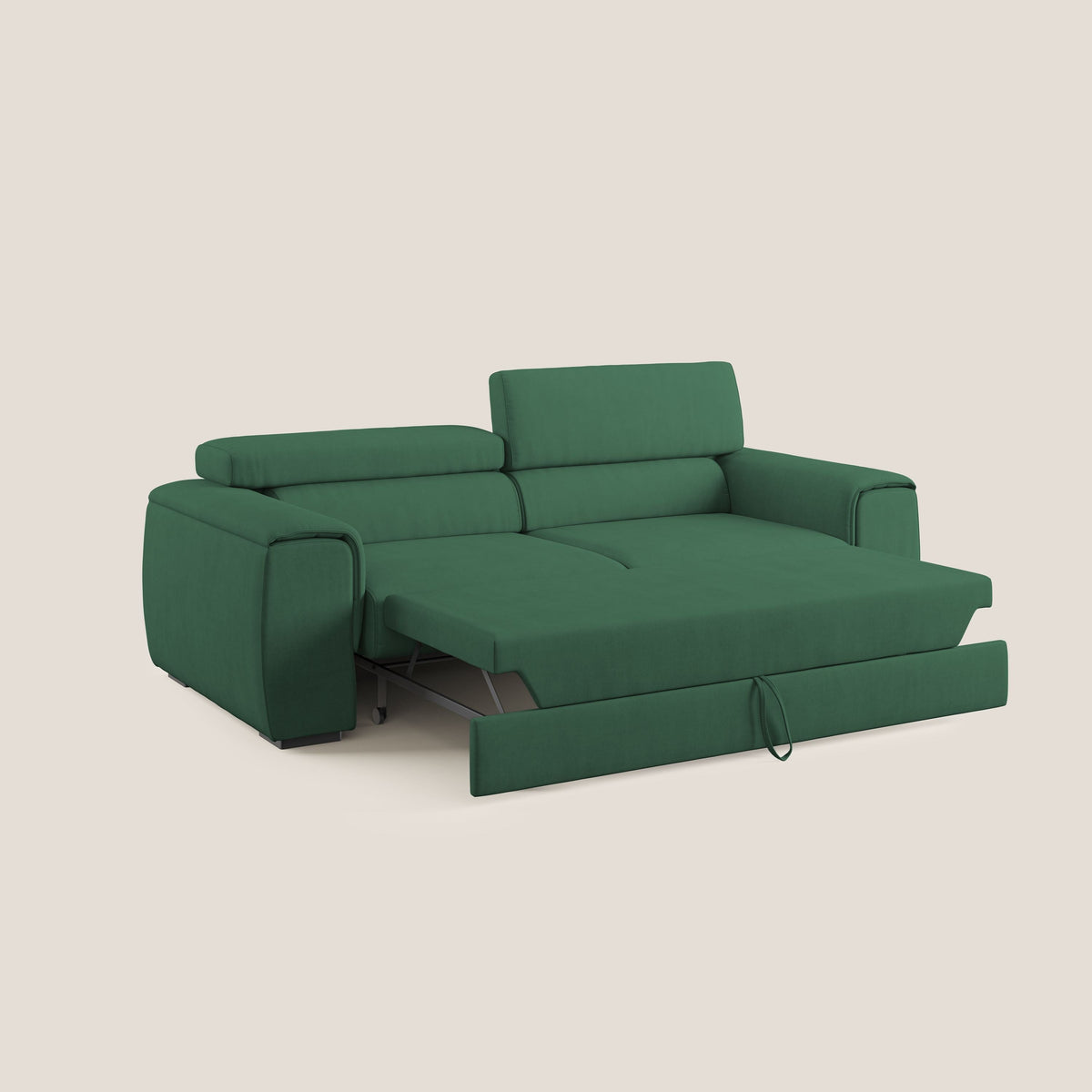 Zeno Divano con pouf estraibile poggiapiedi in tessuto morbido impermeabile T02 verde - divitt.sbs