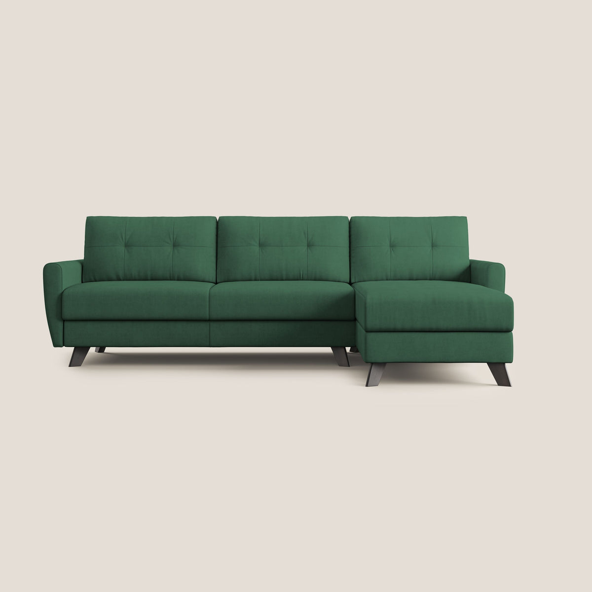 Callisto Divano letto angolare con penisola in tessuto morbido impermeabile T02 verde - divitt.sbs