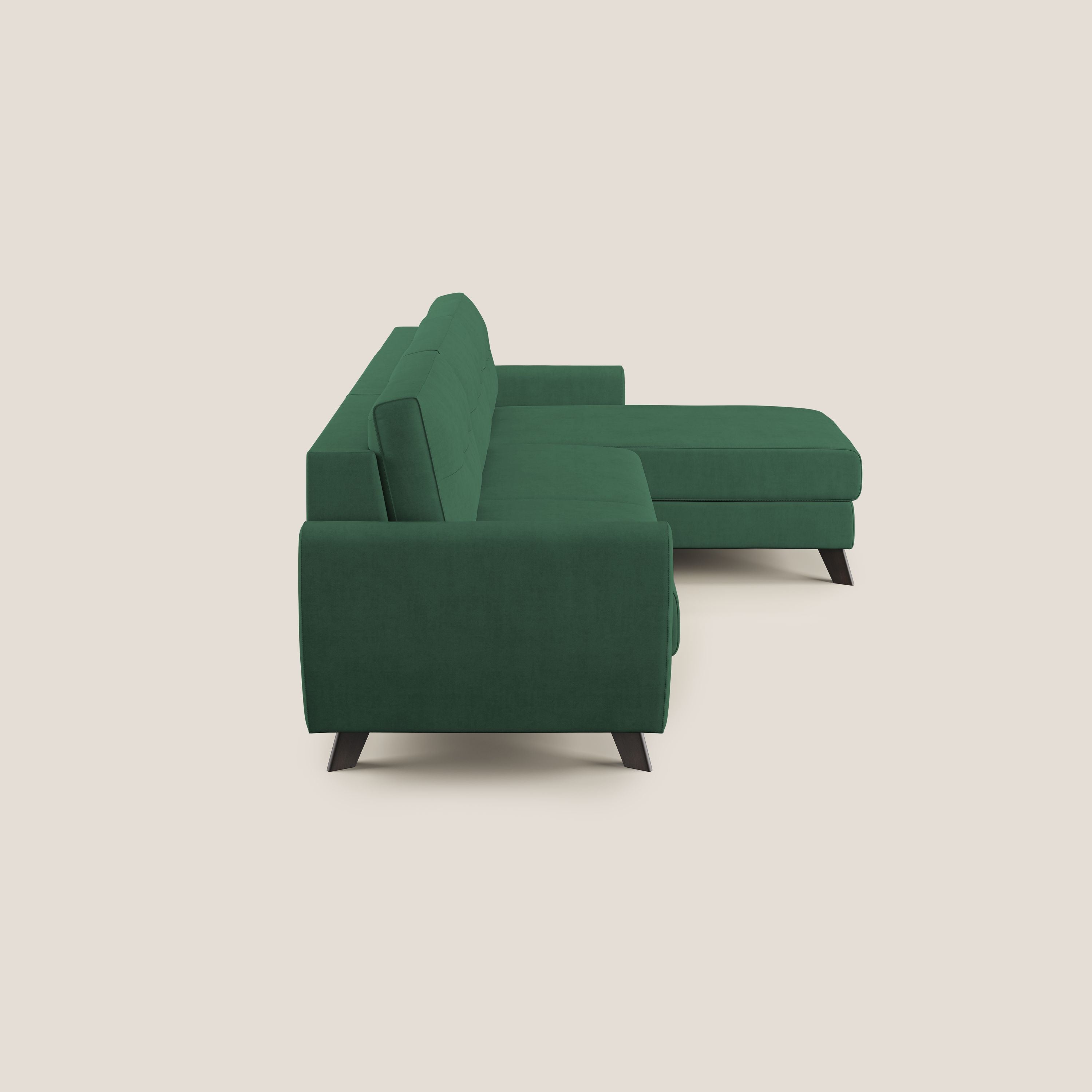 Callisto Divano letto angolare con penisola in tessuto morbido impermeabile T02 verde - divitt.sbs