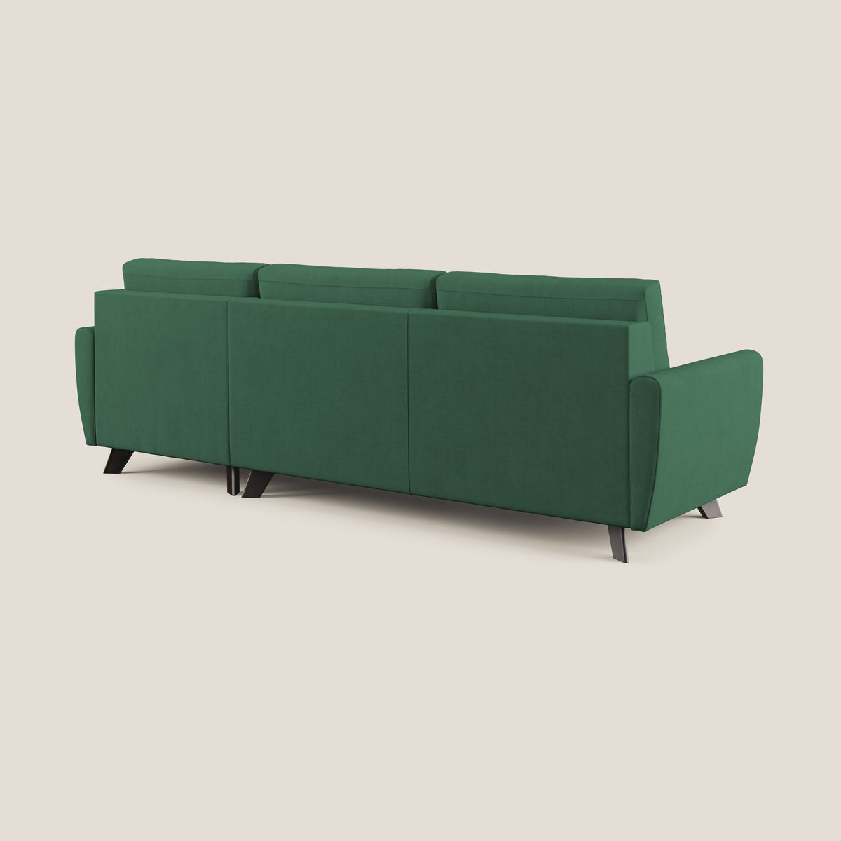 Callisto Divano letto angolare con penisola in tessuto morbido impermeabile T02 verde - divitt.sbs