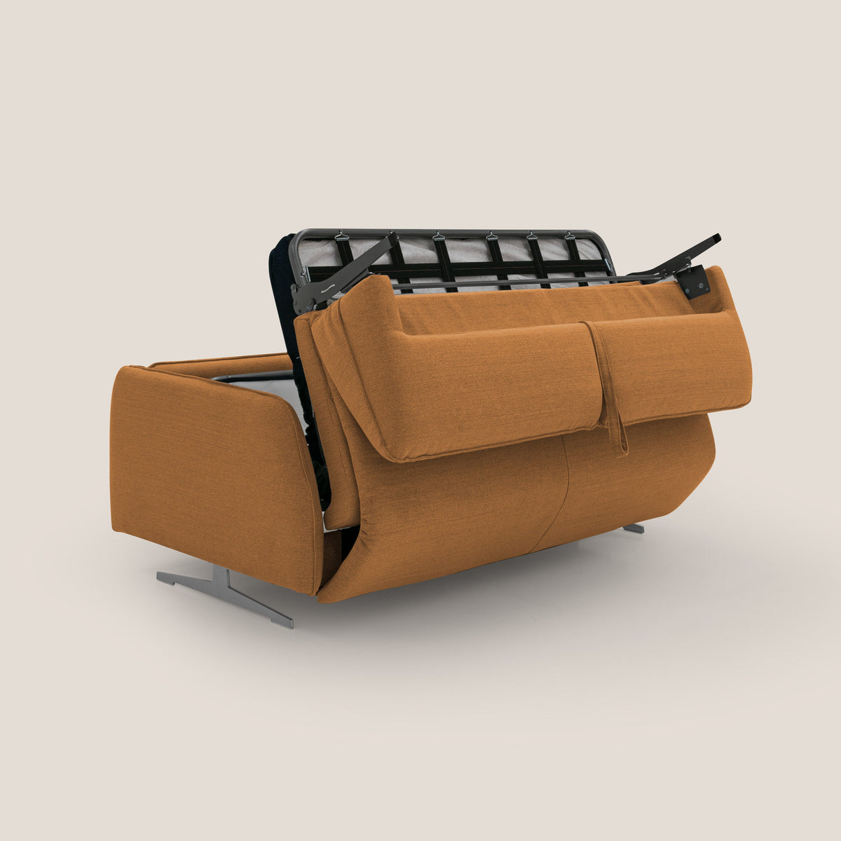 Texas Divano letto matrimoniale moderno in tessuto impermeabile T19 arancio - divitt.sbs