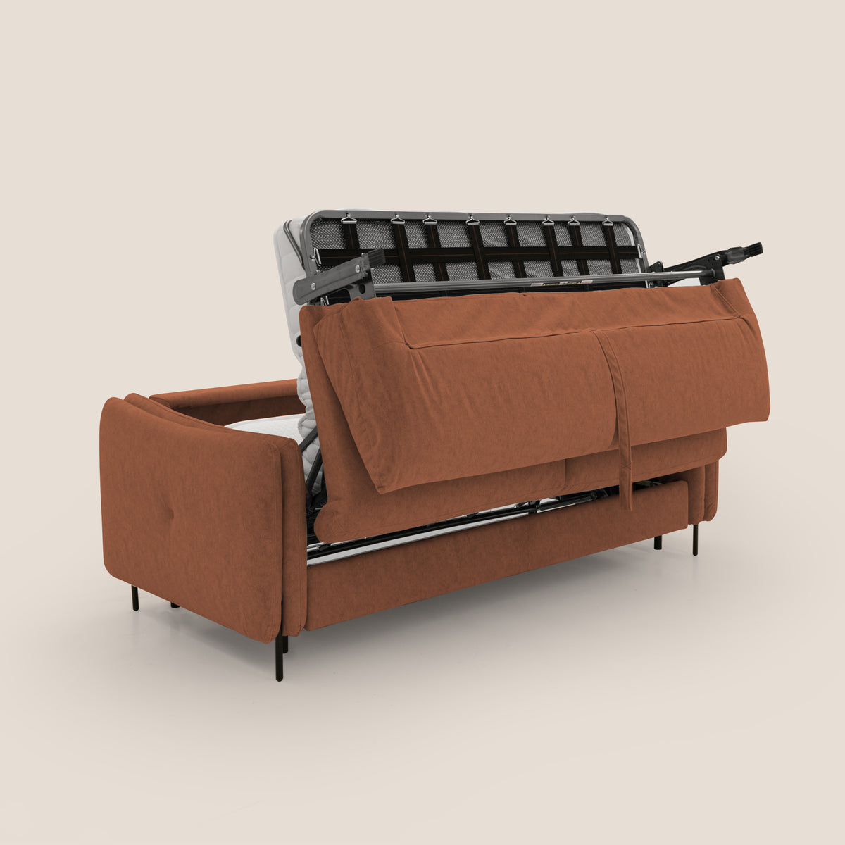Gregory Divano letto con materasso h18 cm in microfibra effetto velluto impermeabile T09 ruggine - divitt.sbs