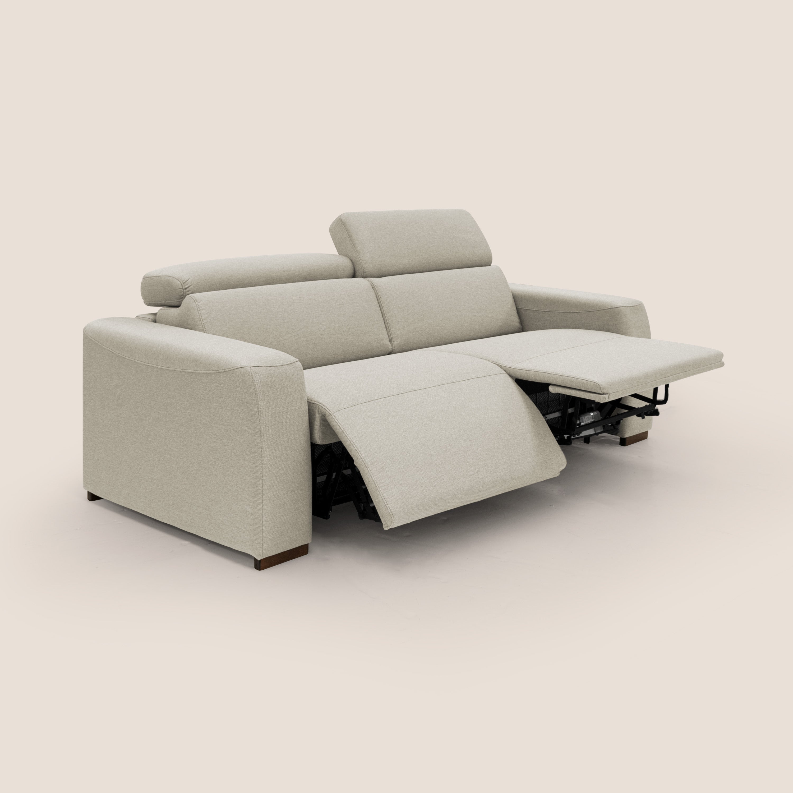 Poseidon divano letto + relax elettrico in tessuto smacchiabile impermeabile T05 panna - divitt.sbs
