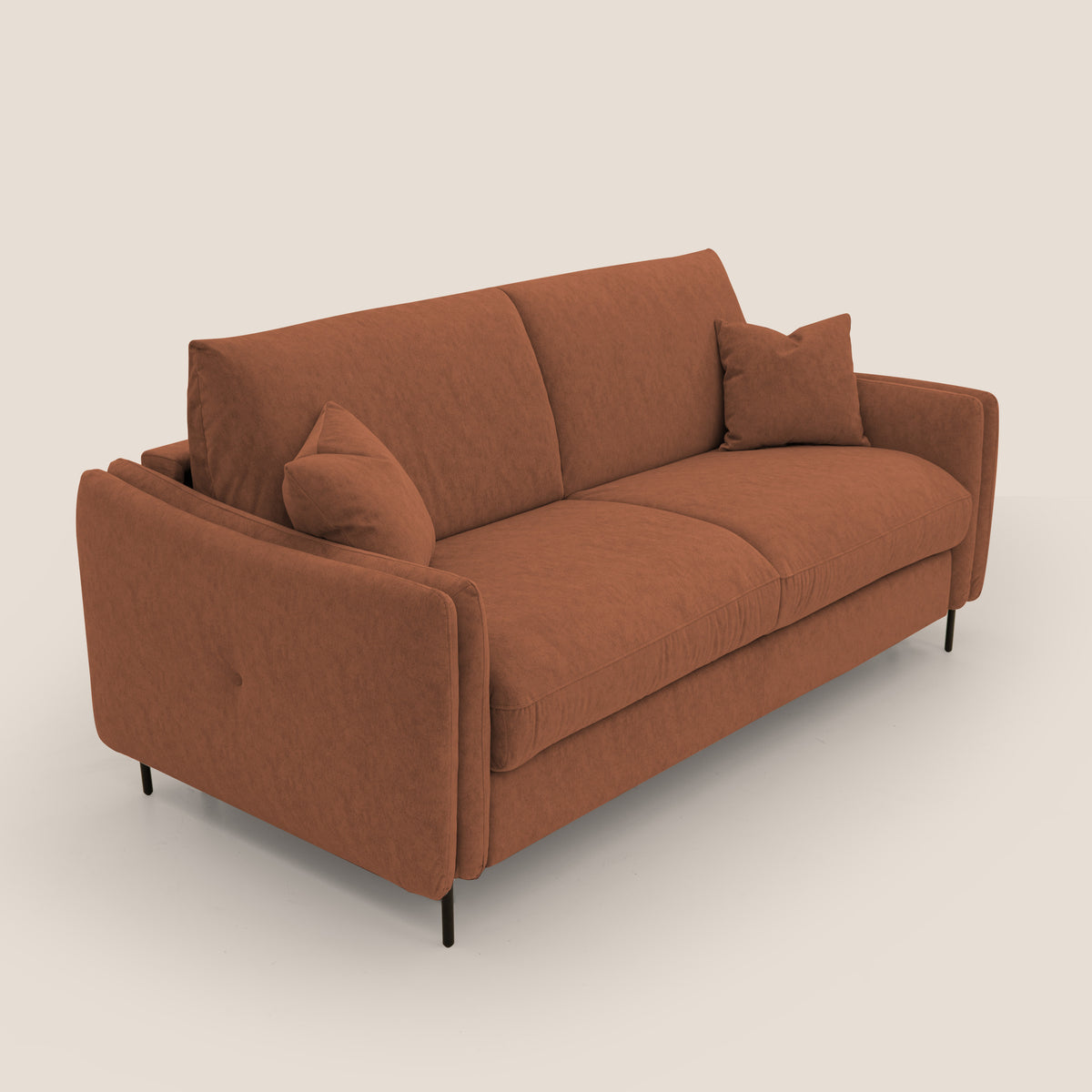 Gregory Divano letto con materasso h18 cm in microfibra effetto velluto impermeabile T09 ruggine - divitt.sbs