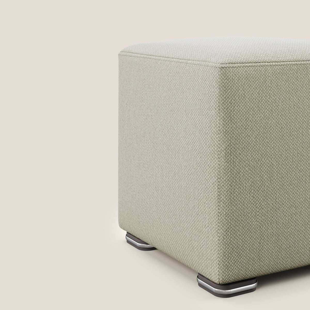 Cube pouf in tessuto morbido smacchiabile T05 beige - divitt.sbs