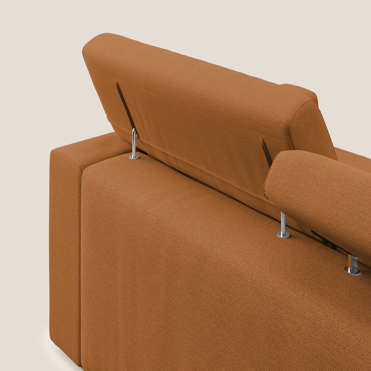 Dylan divano a 3 sedute con pouf estraibile poggiapiedi in tessuto fiammato simil cotone impermeabile T19 arancio - divitt.sbs