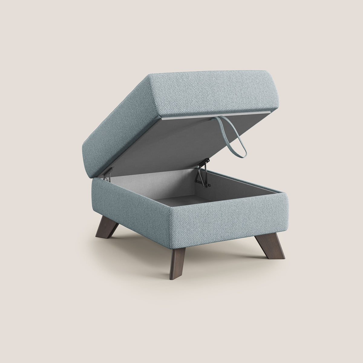 Moon Pouf contenitore e piedini alti in tessuto smacchiabile con acqua T05 carta da zucchero - divitt.sbs