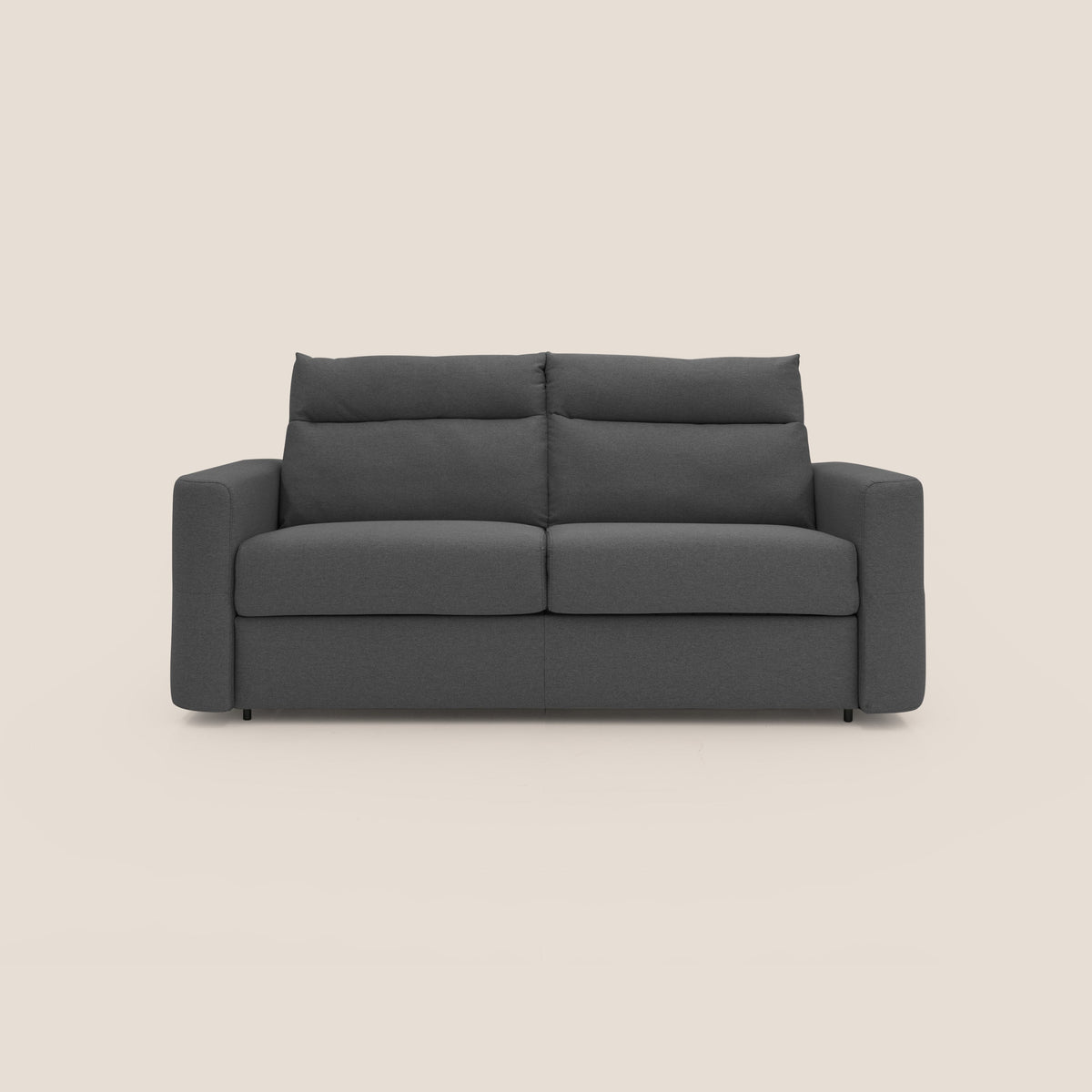 Cupido Divano letto materasso H18 cm e schienale alto in tessuto impermeabile simil cotone T13 antracite - divitt.sbs