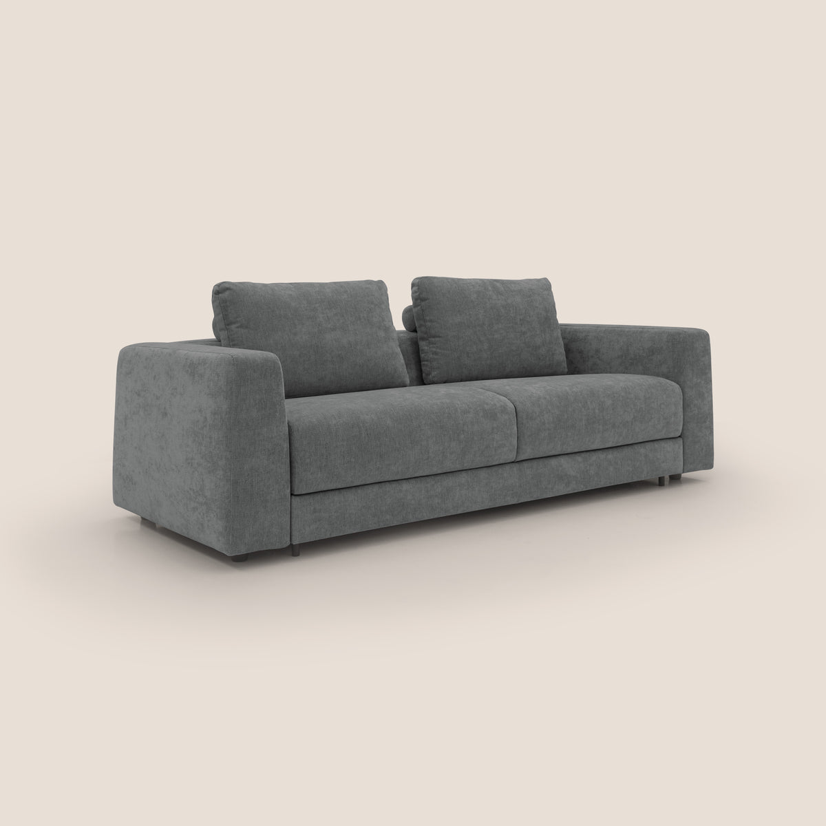 Freia Divano letto minimal materasso h15 cm con morbidi schienali in tessuto impermeabile T14 grigio - divitt.sbs