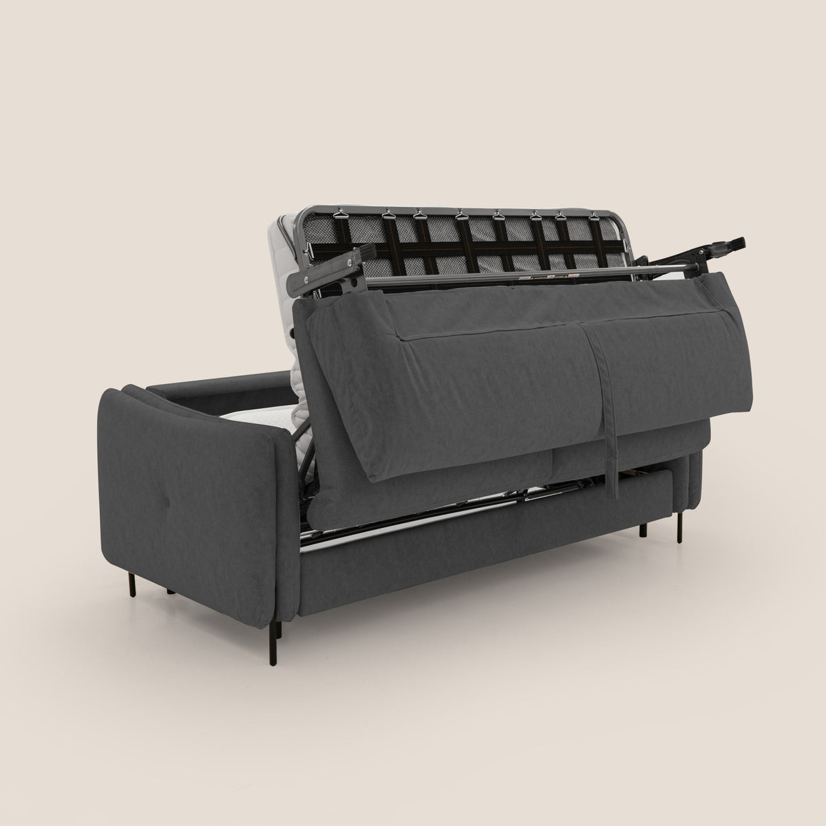 Gregory Divano letto con materasso h18 cm in microfibra effetto velluto impermeabile T09 antracite - divitt.sbs