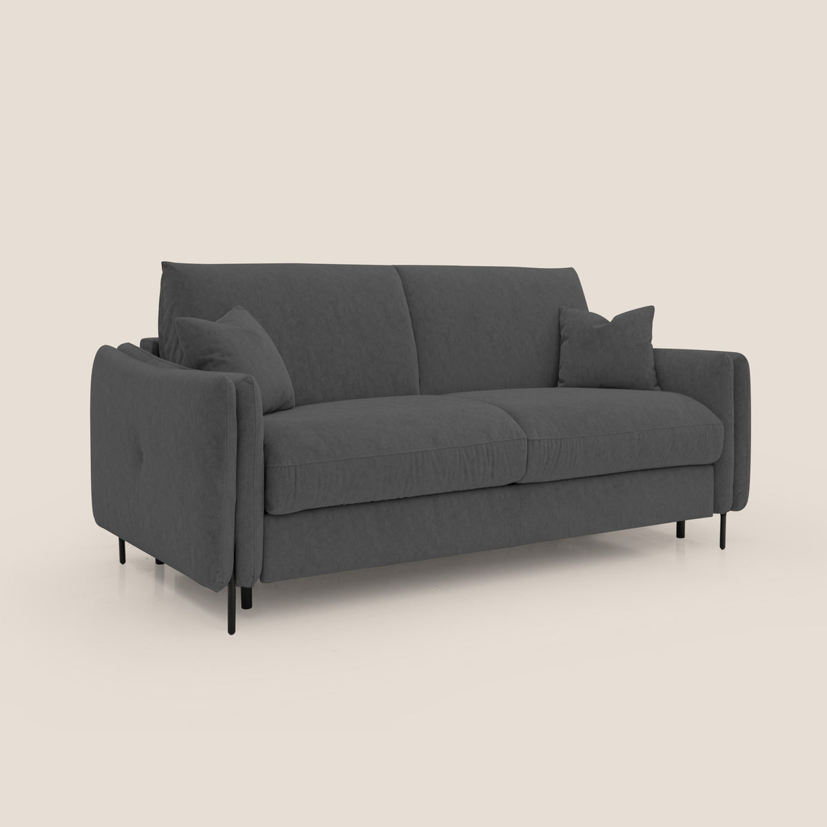 Gregory Divano letto con materasso h18 cm in microfibra effetto velluto impermeabile T09 antracite - divitt.sbs