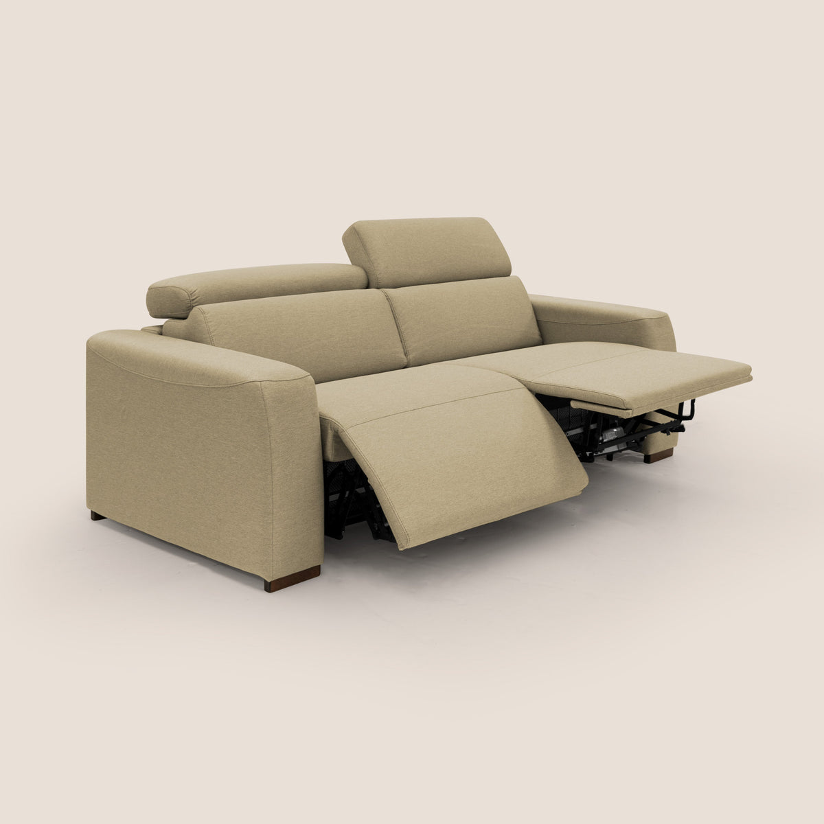 Poseidon divano letto + relax elettrico in tessuto smacchiabile impermeabile T05 cammello - divitt.sbs