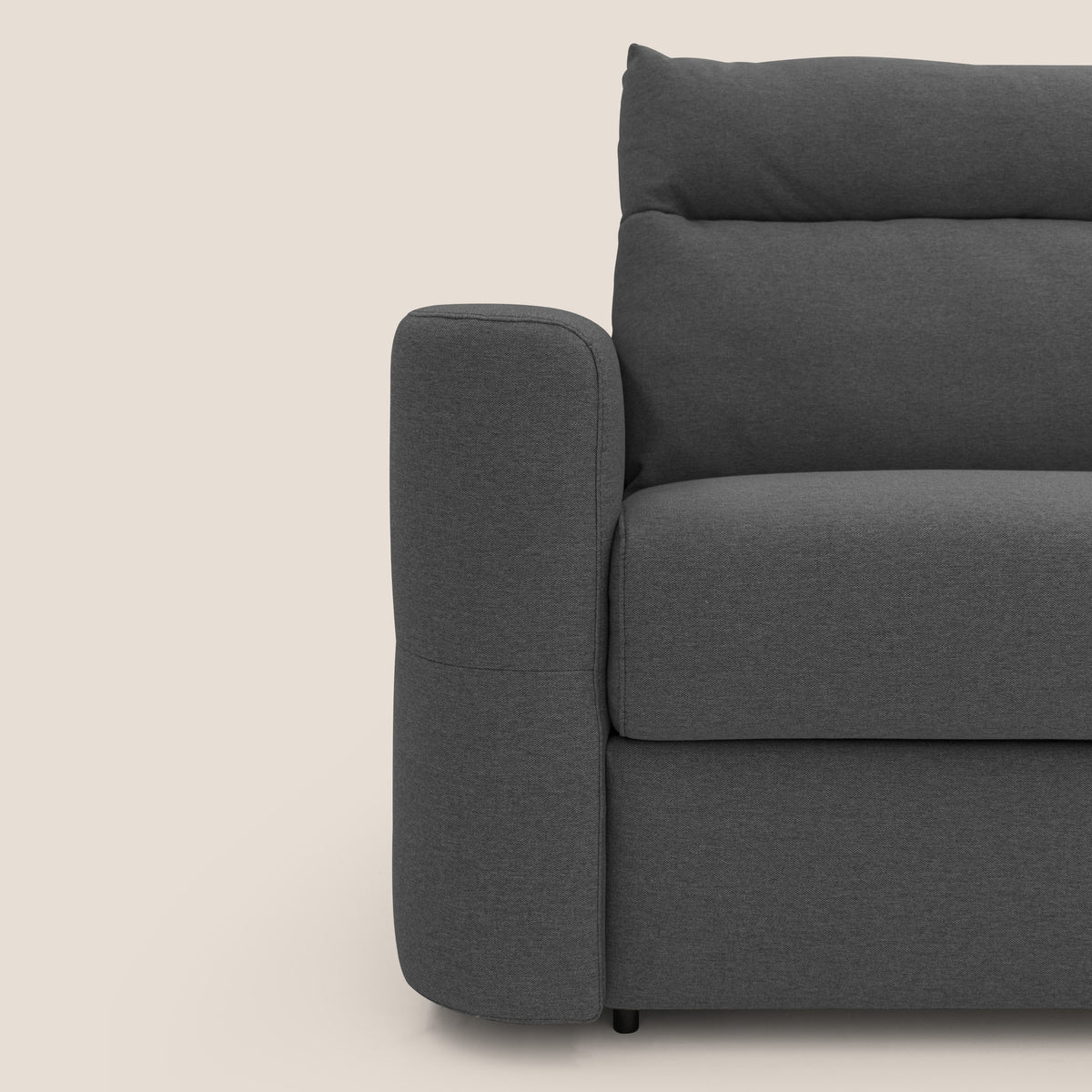 Cupido Divano letto materasso H18 cm e schienale alto in tessuto impermeabile simil cotone T13 antracite - divitt.sbs