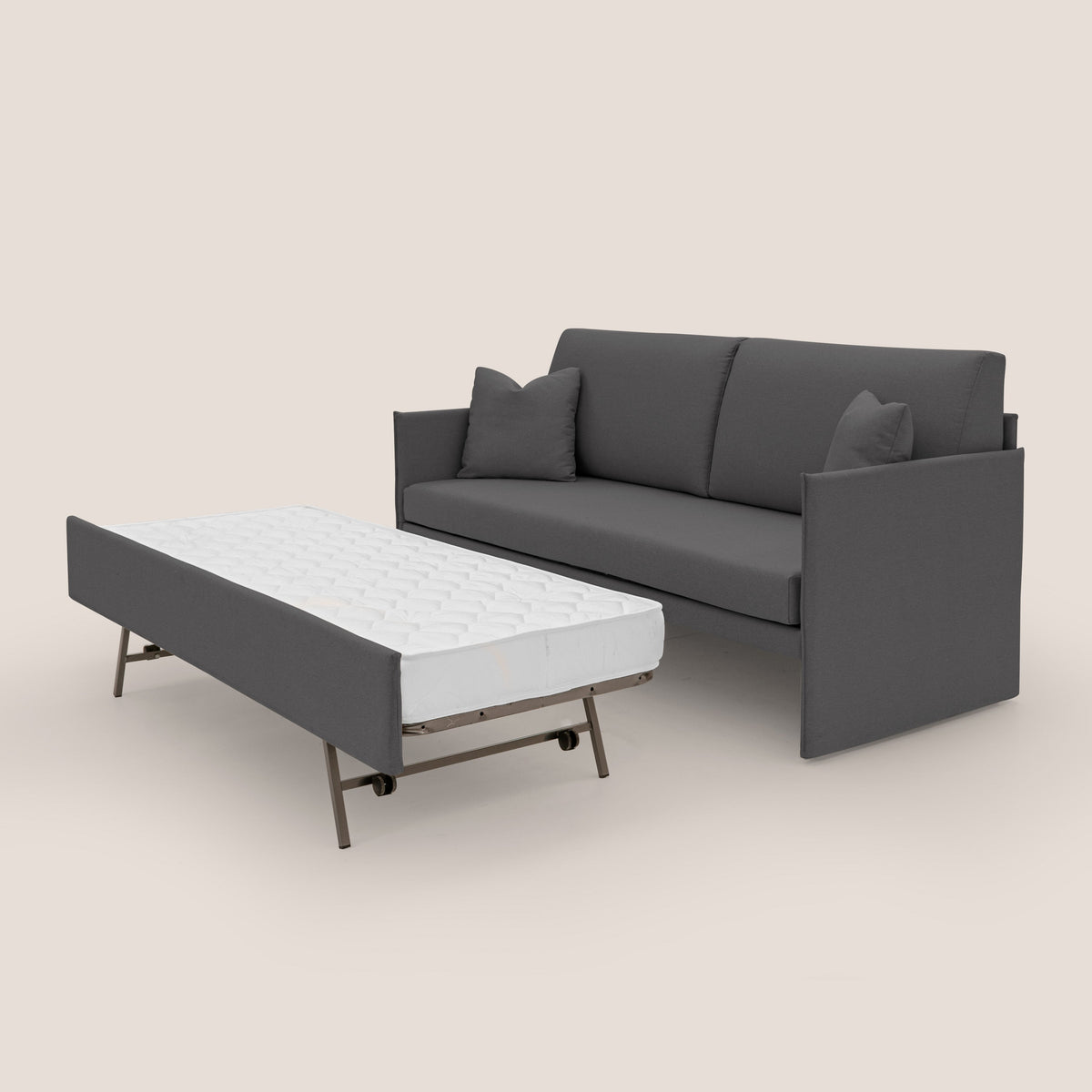 Tortona Divano duplex con doppio letto in tessuto simil cotone impermeabile T13 antracite - divitt.sbs