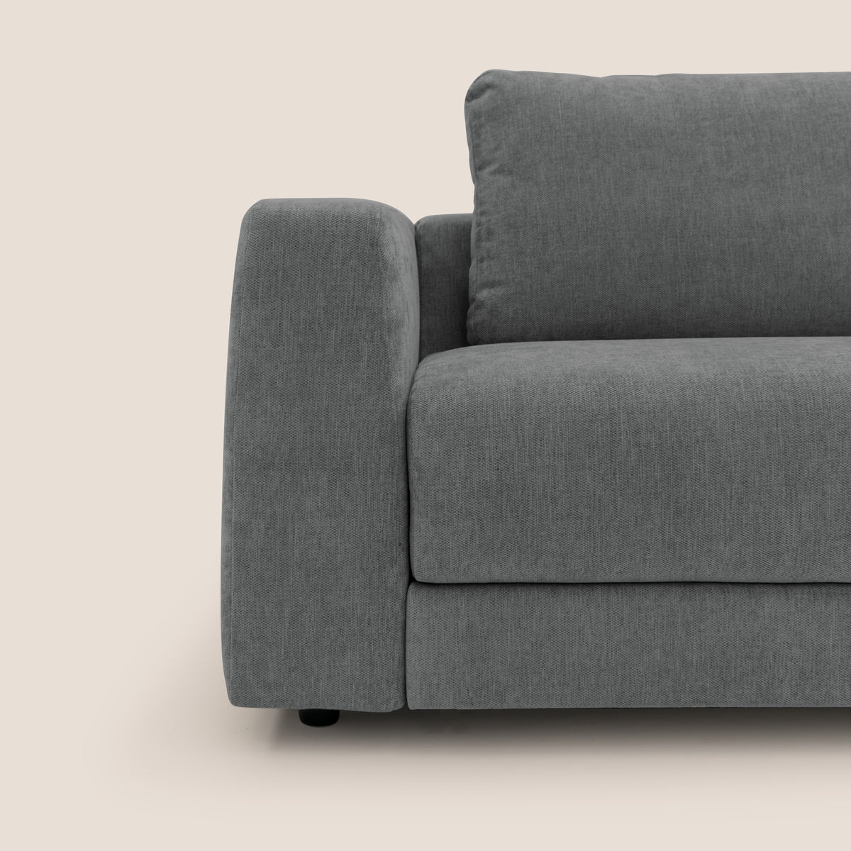 Freia Divano letto minimal materasso h15 cm con morbidi schienali in tessuto impermeabile T14 grigio - divitt.sbs