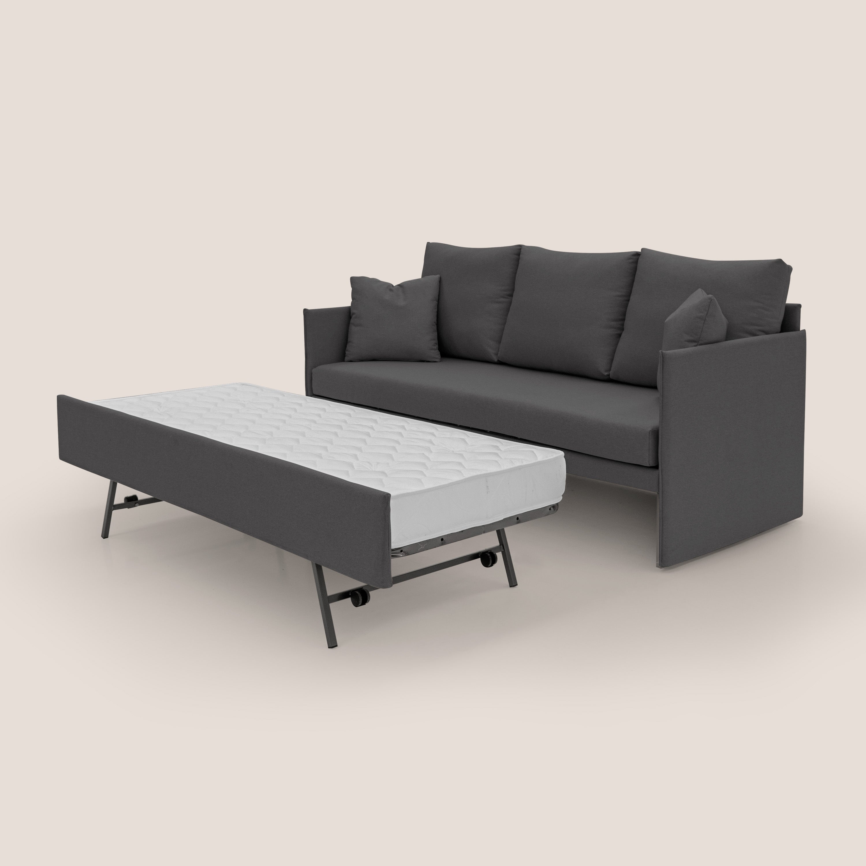 Brera Divano duplex con doppio letto in tessuto simil cotone impermeabile T13 antracite - divitt.sbs