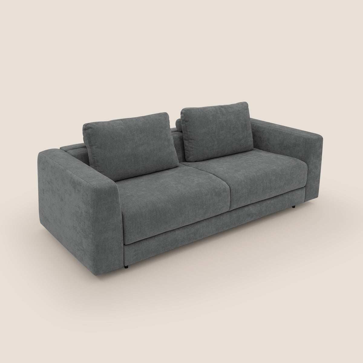 Freia Divano letto minimal materasso h15 cm con morbidi schienali in tessuto impermeabile T14 grigio - divitt.sbs