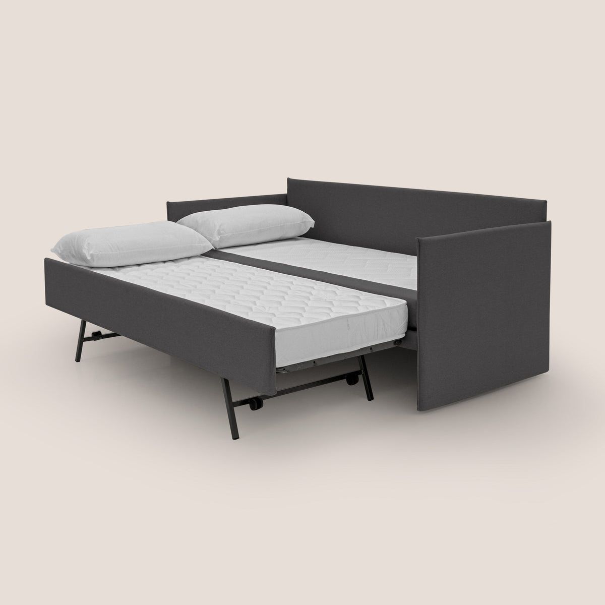 Brera Divano duplex con doppio letto in tessuto simil cotone impermeabile T13 antracite - divitt.sbs