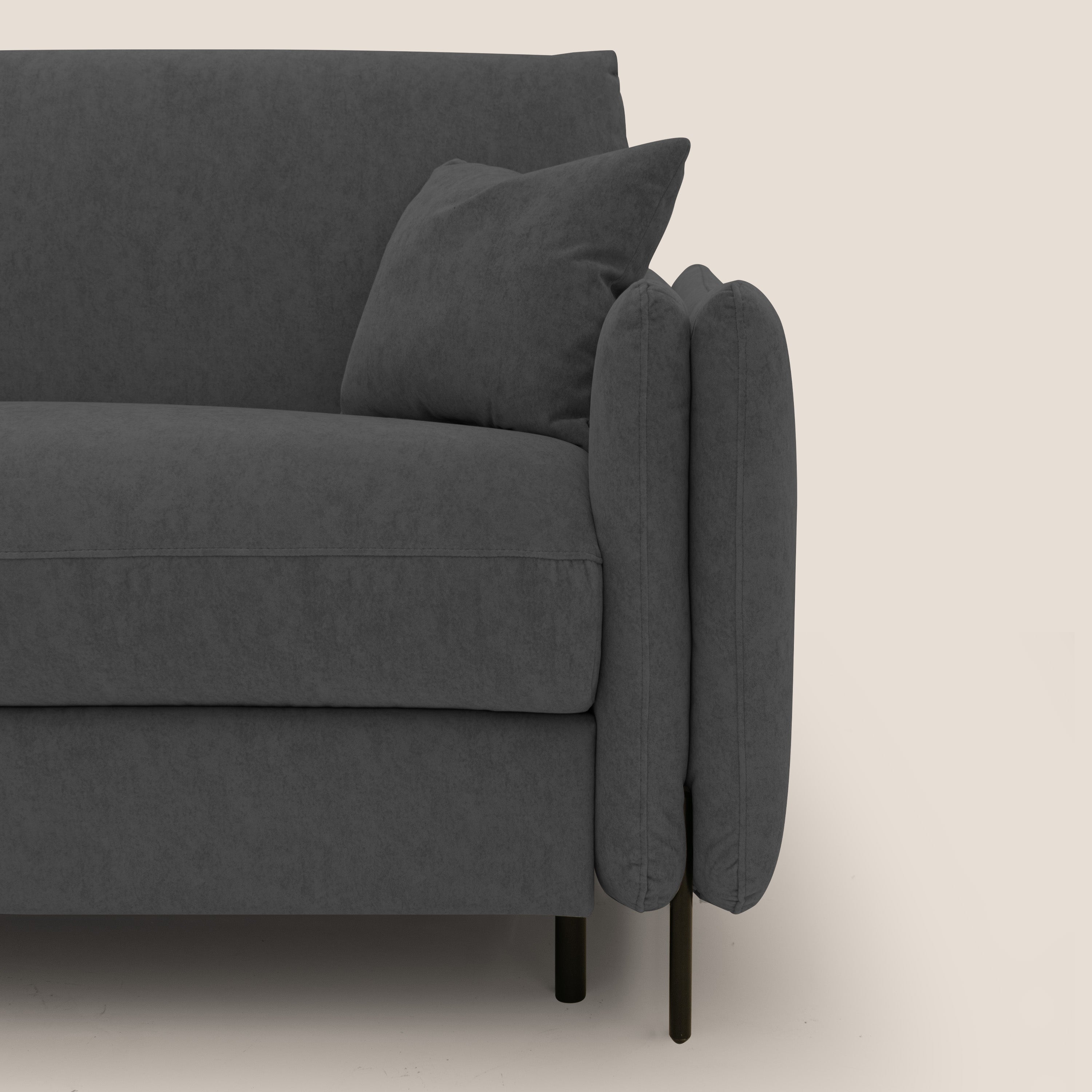 Gregory Divano letto con materasso h18 cm in microfibra effetto velluto impermeabile T09 antracite - divitt.sbs