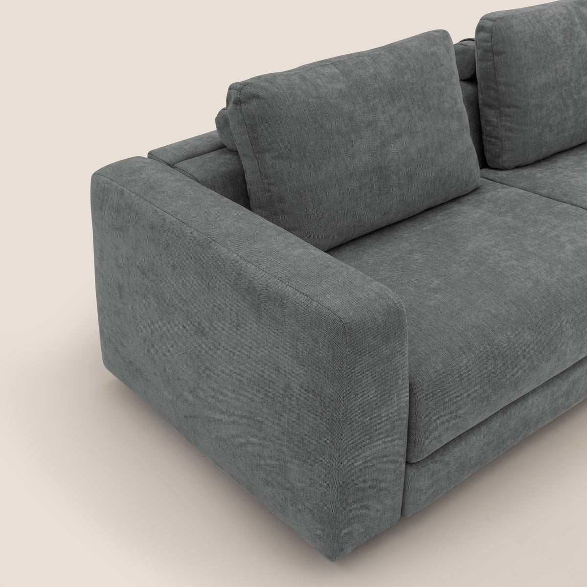 Freia Divano letto minimal materasso h15 cm con morbidi schienali in tessuto impermeabile T14 grigio - divitt.sbs