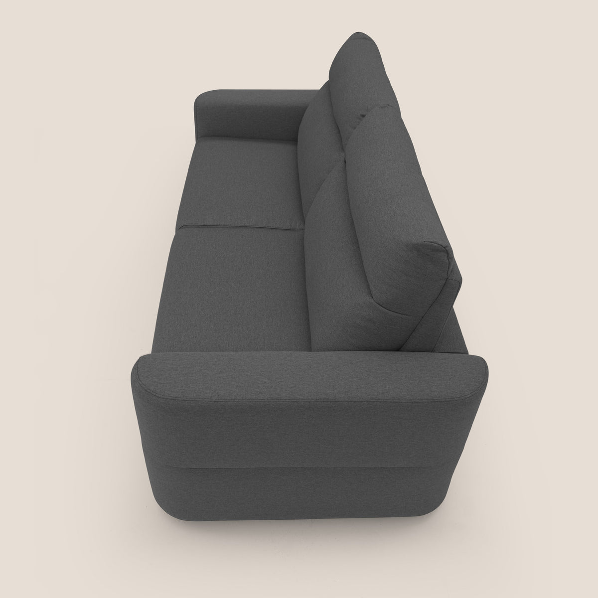 Cupido Divano letto materasso H18 cm e schienale alto in tessuto impermeabile simil cotone T13 antracite - divitt.sbs