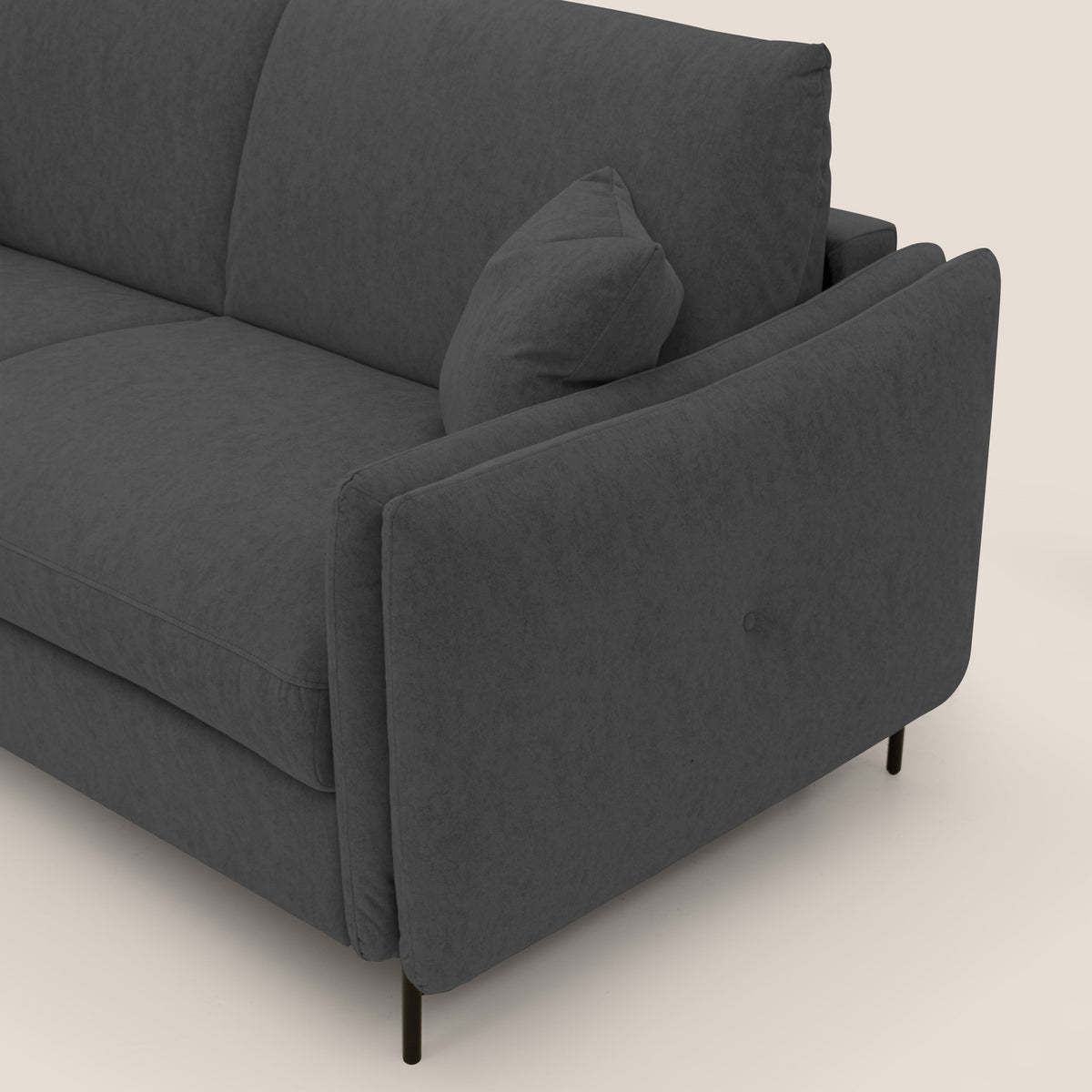 Gregory Divano letto con materasso h18 cm in microfibra effetto velluto impermeabile T09 antracite - divitt.sbs