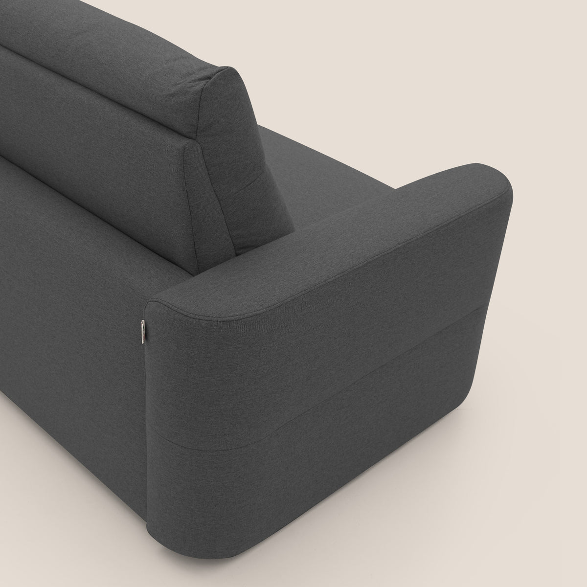 Cupido Divano letto materasso H18 cm e schienale alto in tessuto impermeabile simil cotone T13 antracite - divitt.sbs