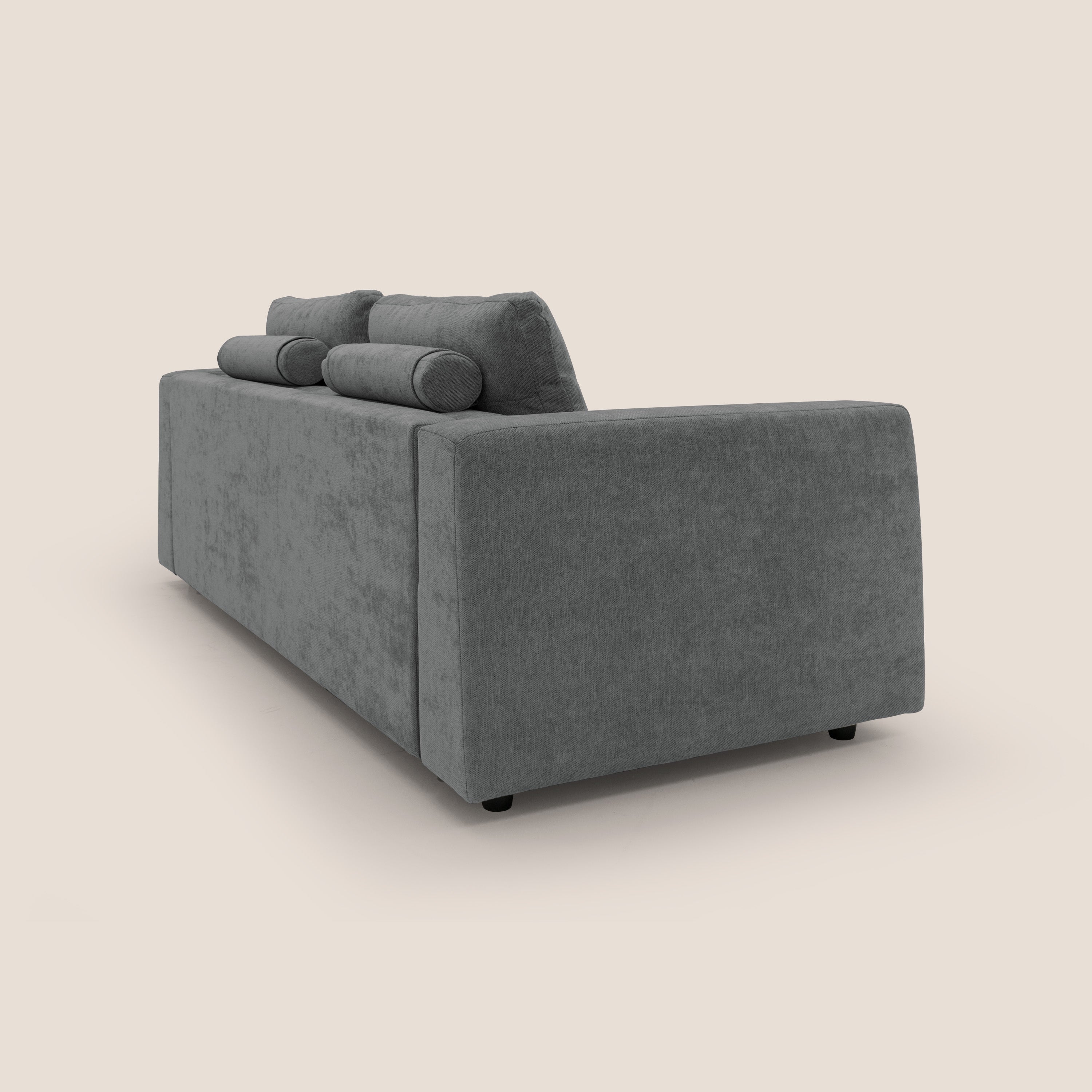 Freia Divano letto minimal materasso h15 cm con morbidi schienali in tessuto impermeabile T14 grigio - divitt.sbs