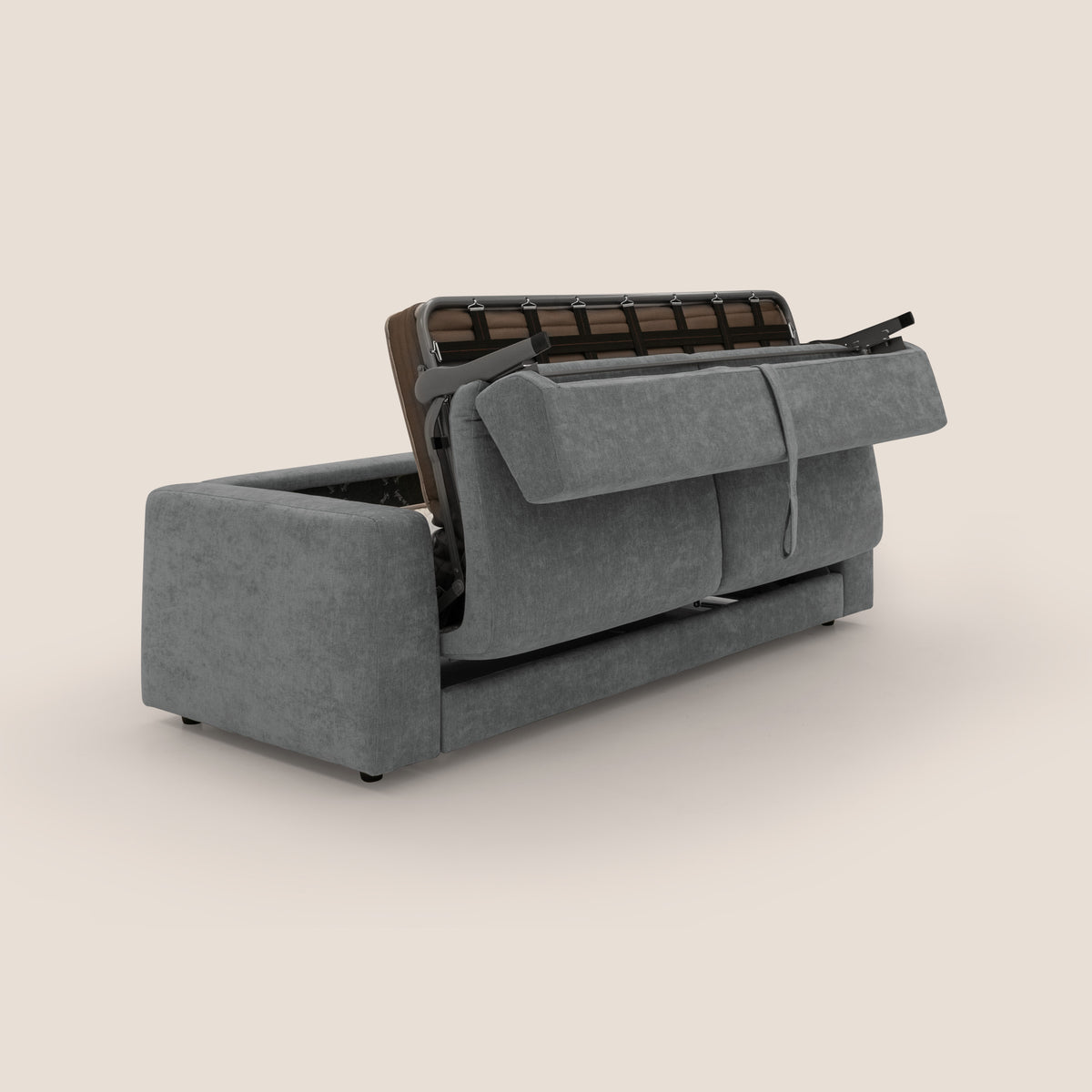 Freia Divano letto minimal materasso h15 cm con morbidi schienali in tessuto impermeabile T14 grigio - divitt.sbs