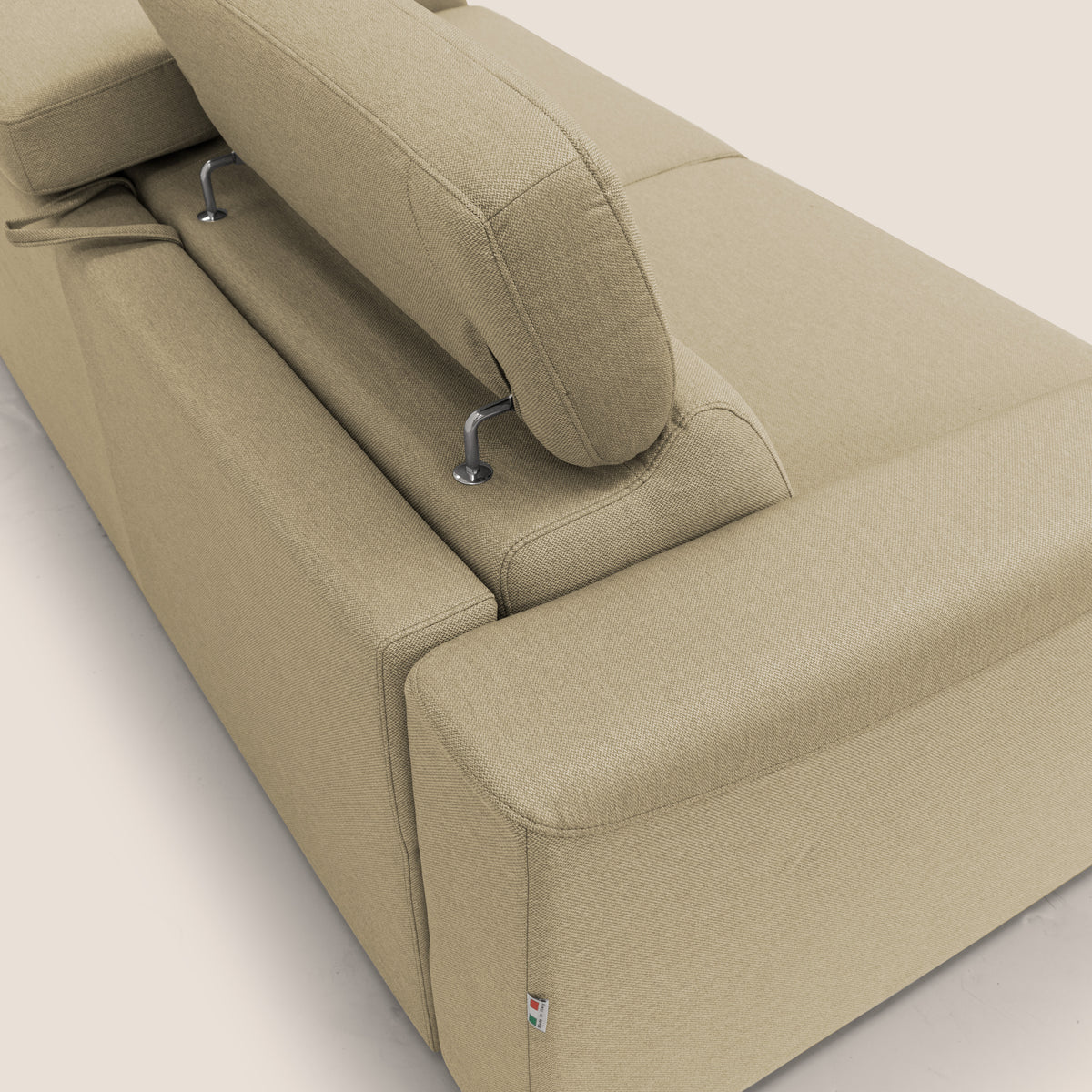 Poseidon divano letto + relax elettrico in tessuto smacchiabile impermeabile T05 cammello - divitt.sbs