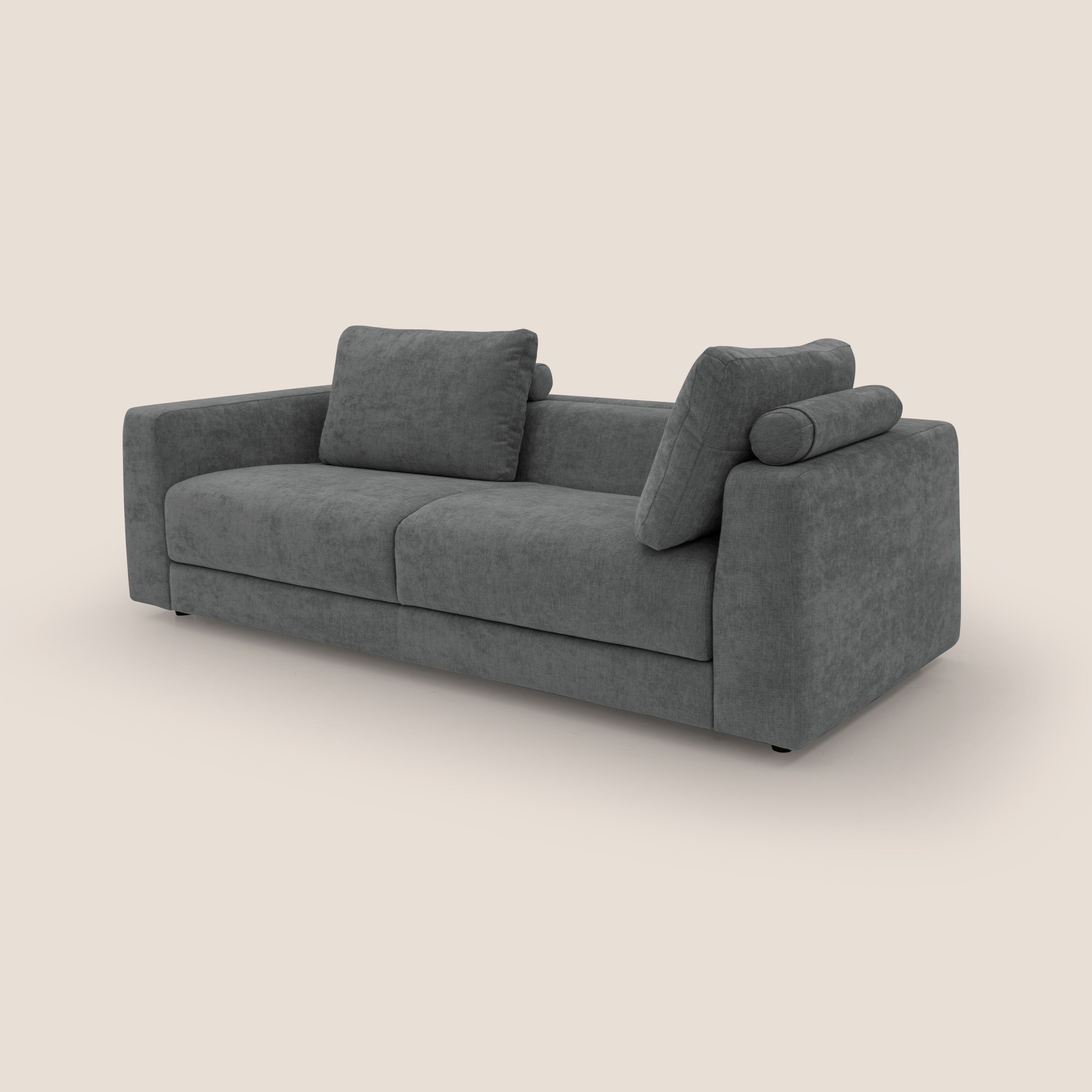 Freia Divano letto minimal materasso h15 cm con morbidi schienali in tessuto impermeabile T14 grigio - divitt.sbs