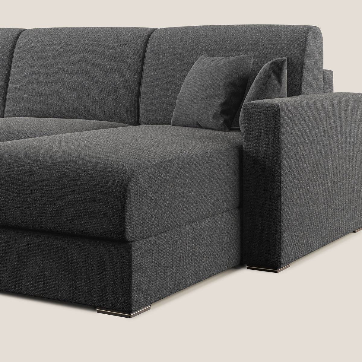 Best Divano letto angolare con penisola in tessuto smacchiabile QuickClean T08 antracite - divitt.sbs