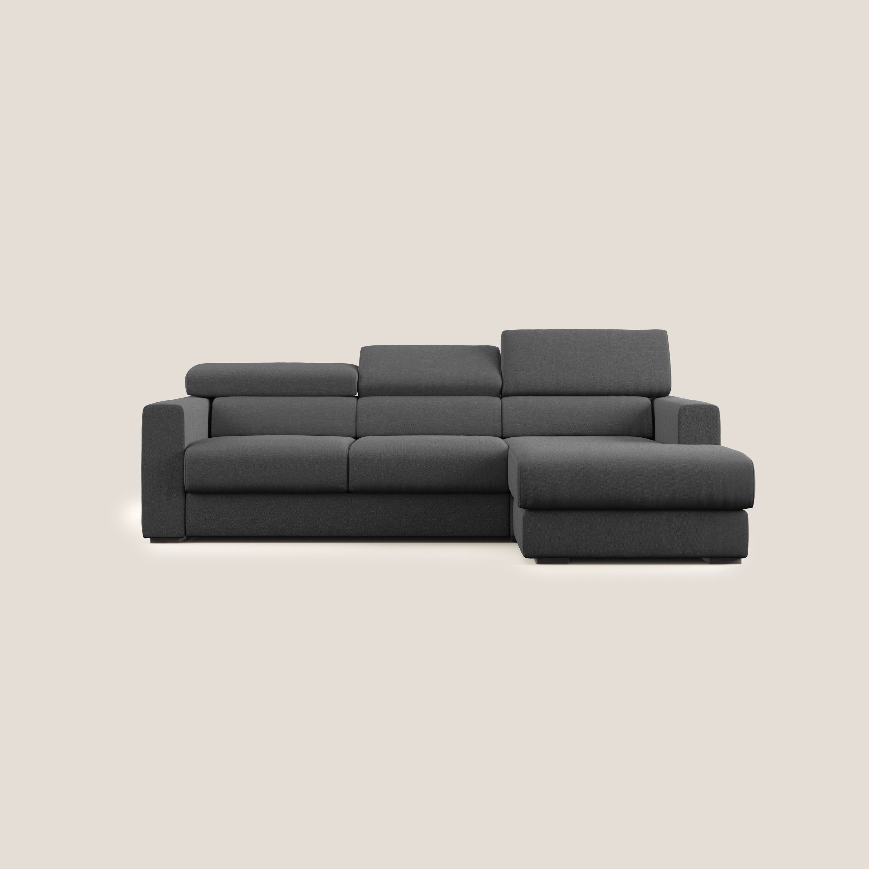 Dylan divano angolare con pouf estraibile poggiapiedi in tessuto simil cotone impermeabile T13 antracite - divitt.sbs
