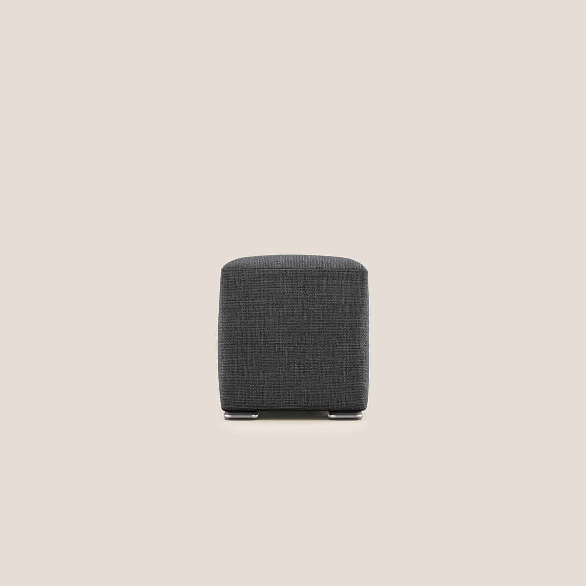 Cube pouf in morbido tessuto impermeabile ad intreccio melangiato T06 antracite - divitt.sbs