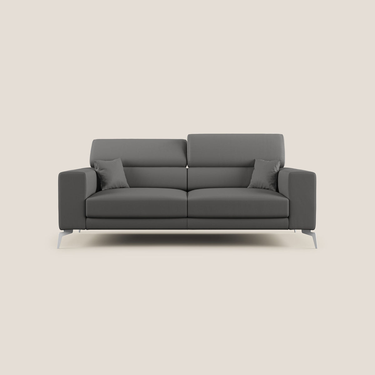 Blade Divano moderno con poggiatesta reclinabili in Ecopelle T04 antracite - divitt.sbs