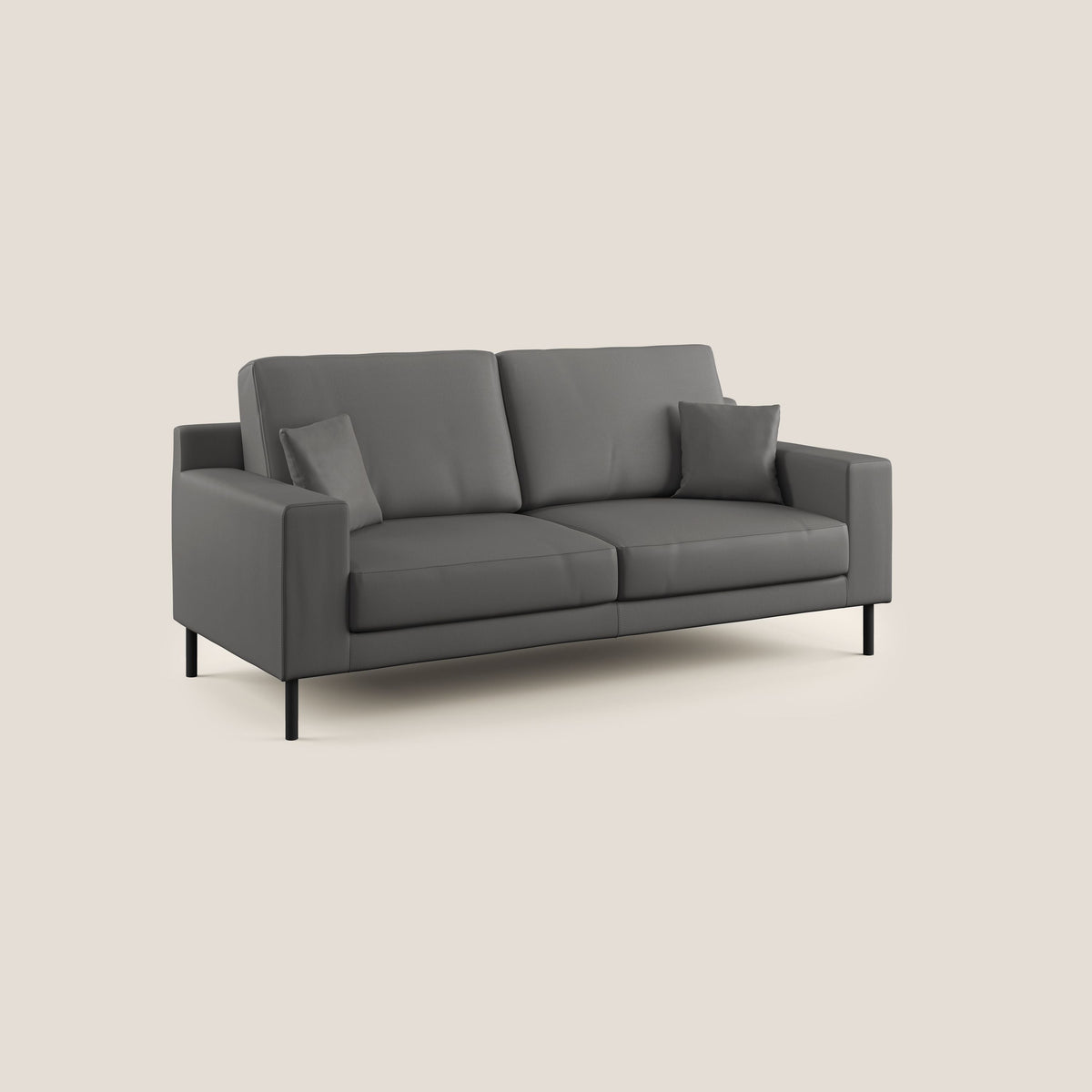 Uranio divano moderno lineare in Ecopelle impermeabile T04 antracite - divitt.sbs