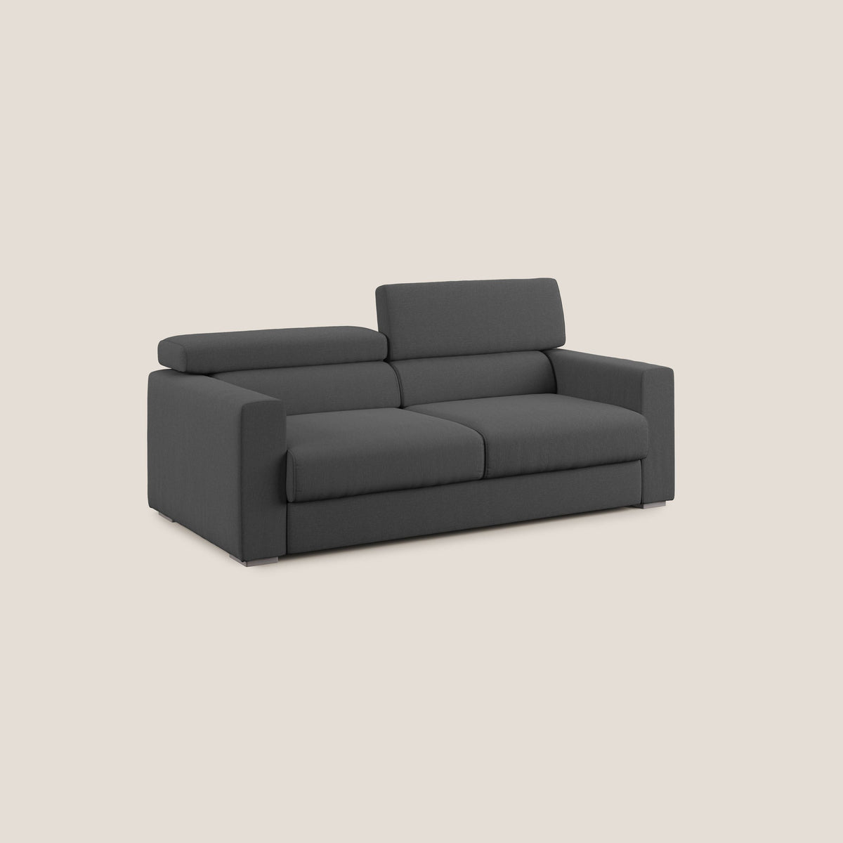 Dylan divano allungabile con pouf estraibile poggiapiedi in tessuto simil cotone impermeabile T13 antracite - divitt.sbs