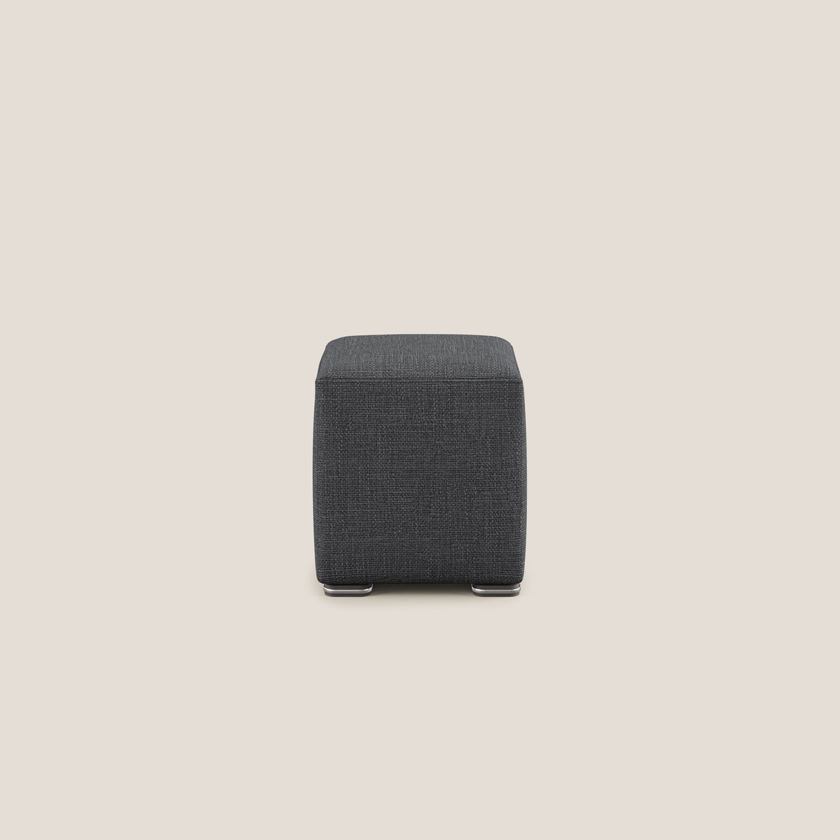 Cube pouf in morbido tessuto impermeabile ad intreccio melangiato T06 antracite - divitt.sbs