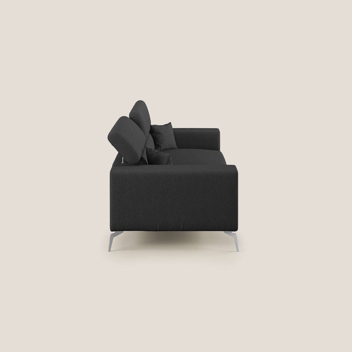 Blade Divano con poggiatesta reclinabili in tessuto impermeabile misto cotone T13 antracite - divitt.sbs