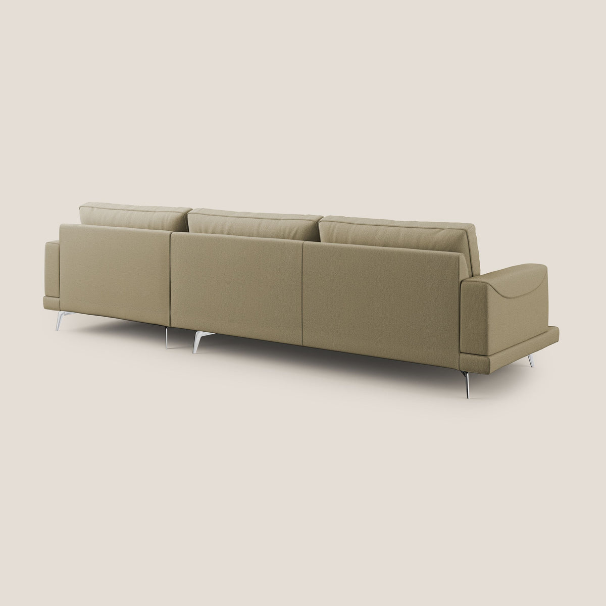 Dorian divano moderno angolare con penisola in tessuto morbido antimacchia T05 cammello - divitt.sbs