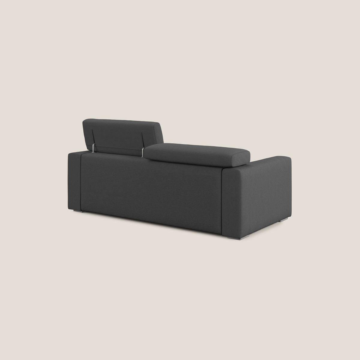 Dylan divano allungabile con pouf estraibile poggiapiedi in tessuto simil cotone impermeabile T13 antracite - divitt.sbs