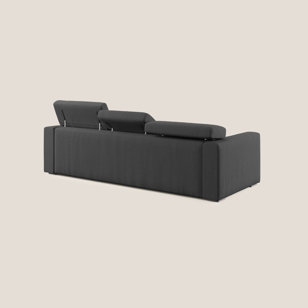 Dylan divano angolare con pouf estraibile poggiapiedi in tessuto simil cotone impermeabile T13 antracite - divitt.sbs